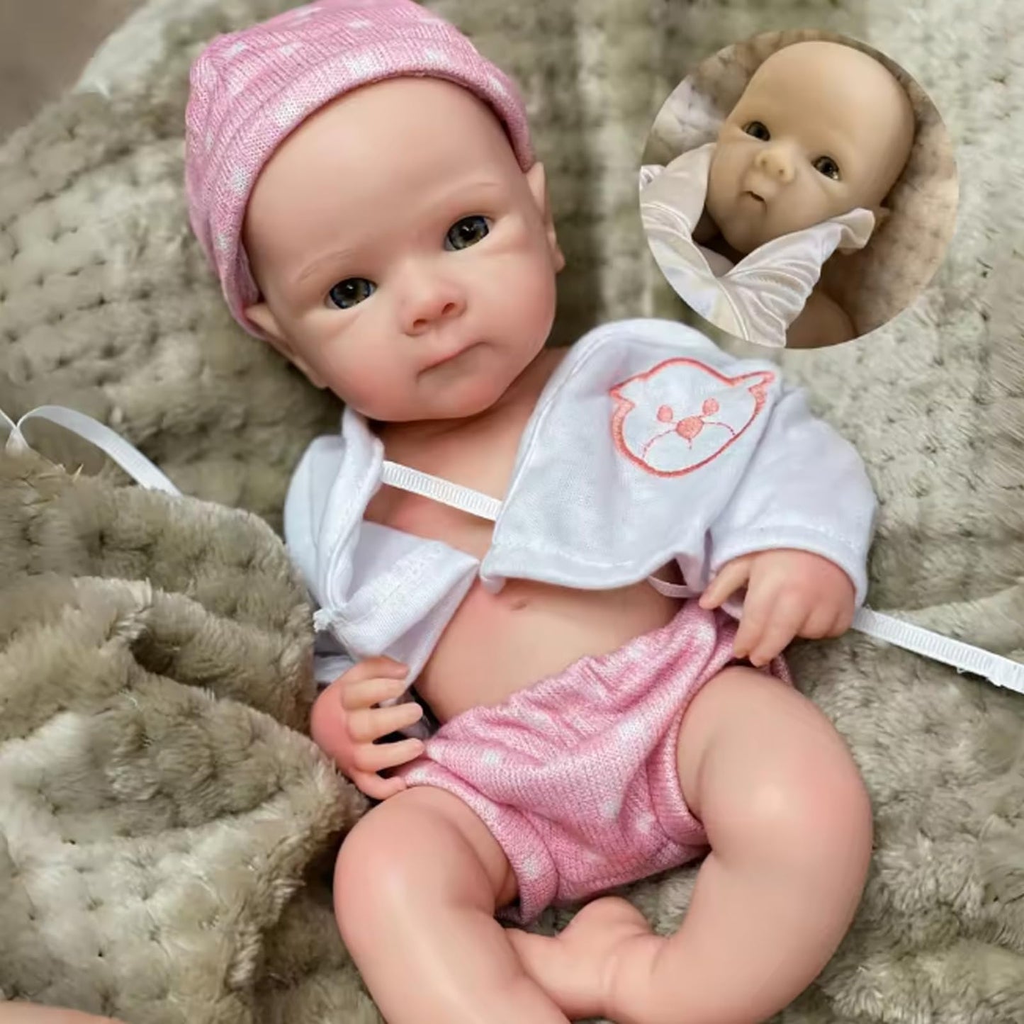 Aniiyy 13 Inch Can Open Mouth Full Body Silicone Baby Dolls, Lifelike Silicone Reborn Baby Doll, Anatomically Correct Baby Girl Dolls