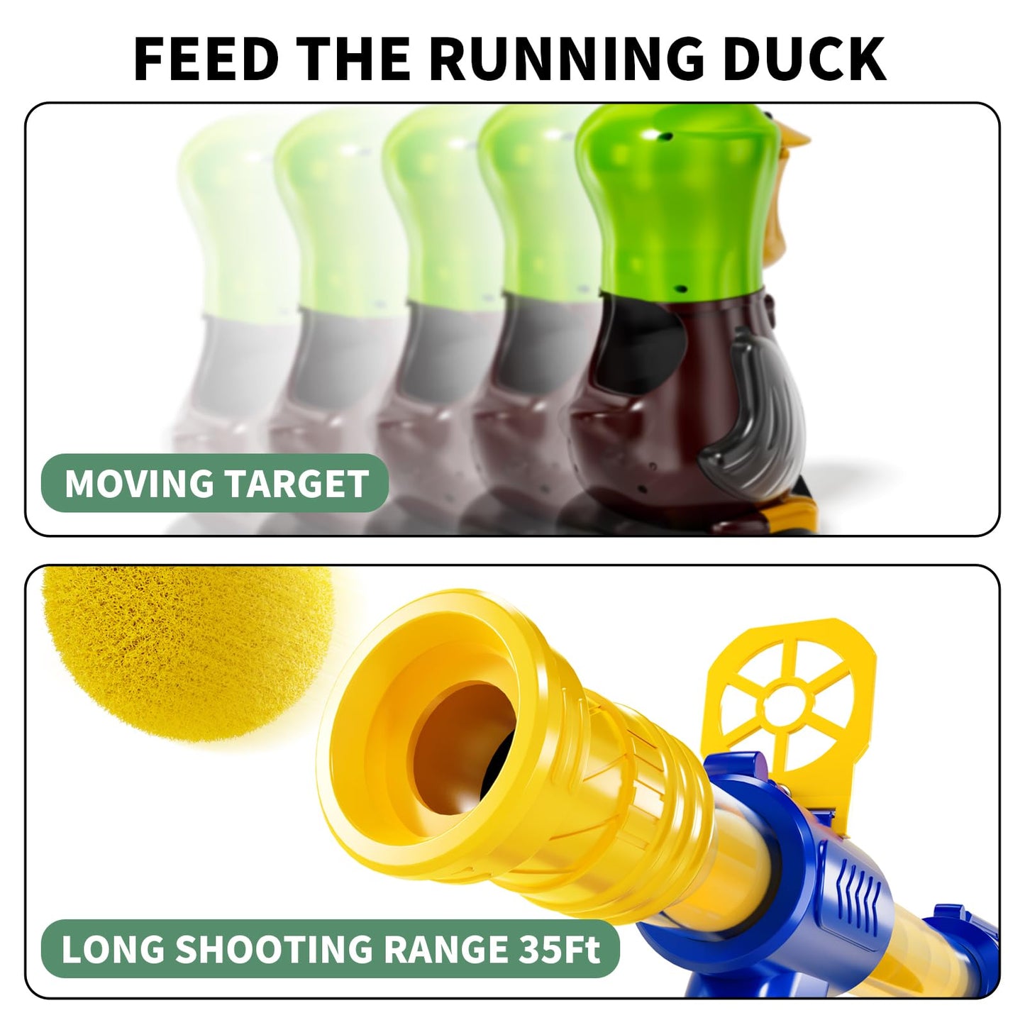 BABY HOME Duck Shooting Toys for Kids 3-5 Years, 2 Packs of Foam Shooting Toy with Movable Shooting Game, Interactive Competition Game Gifts for Boys and Girls Ages 6 7 8 9+ Years Old