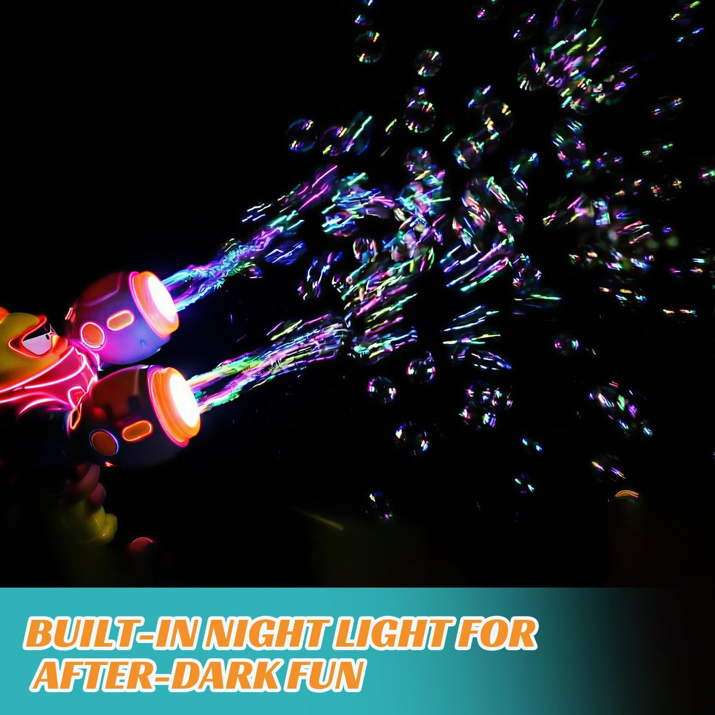 Bubble Gun for Kids 2 Pack, Automatic Bubble Machine, Rechargeable Dual-Outlet Blaster with LED for Yard Beach Party Outdoor Toys for Ages 4-8