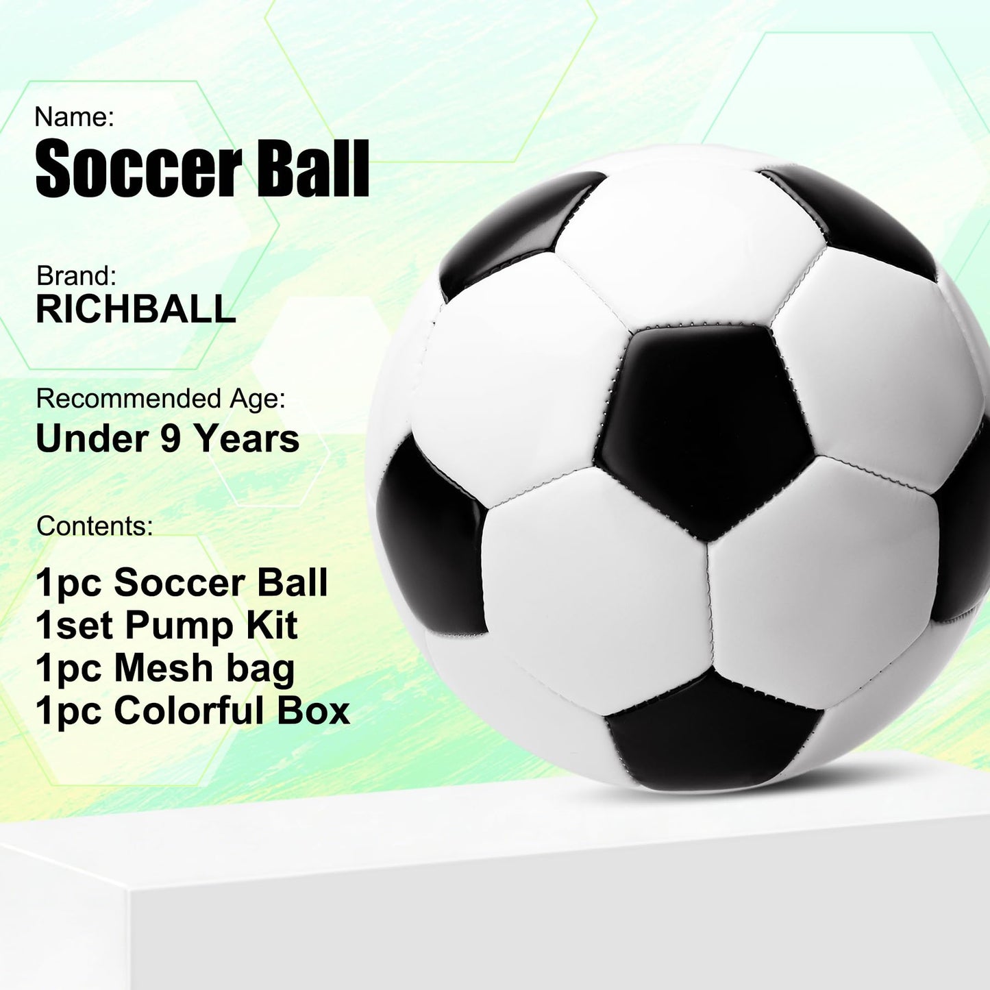 Richball Toddler Soccer Ball, Size 3 Soccer Ball Boys, Outdoor Toy for Kids Age 3-6, Stocking Stuffers Birthday/Easter Gifts for Boys Girls Outdoor Training