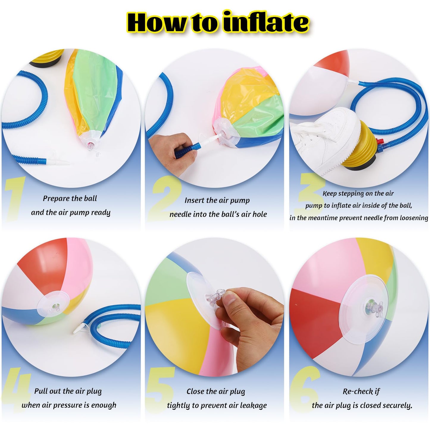 GRNVDWN 5 Packs 24" Inflatable Large Beach Balls Rainbow Color Pool Ball Pool Toys Pool Balls for Swimming Pool Beach Ball Party Favor Beachball Balloons for Kids&Adults