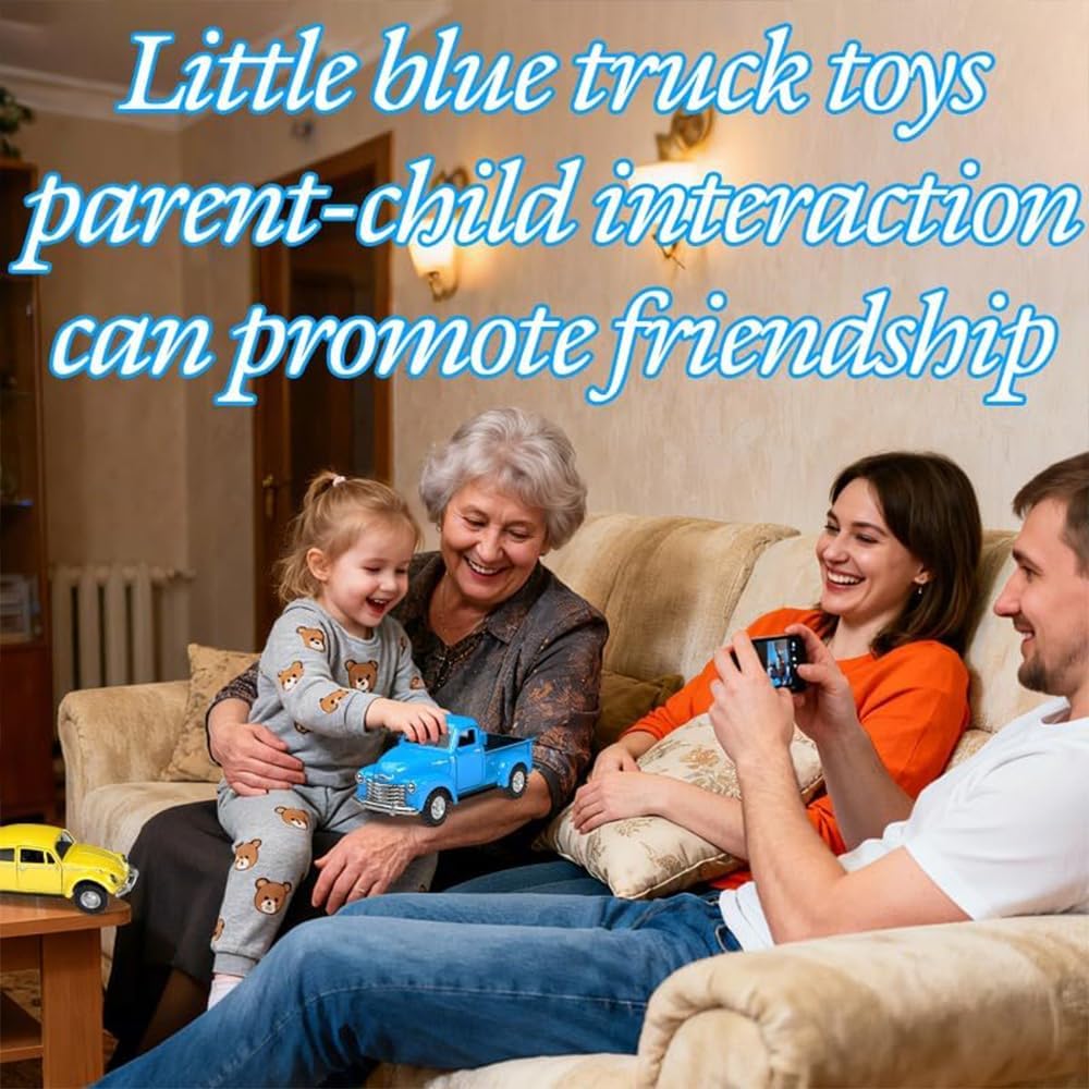 Little Blue Truck Toys for Kids Ages 2 3 4 5 6 7 8 Year Old Boys Girls, 1:32 Alloy Kids Car Toys, with Pull Back Model Cars diecast Cars Toddlers Race playsets Birthday Set