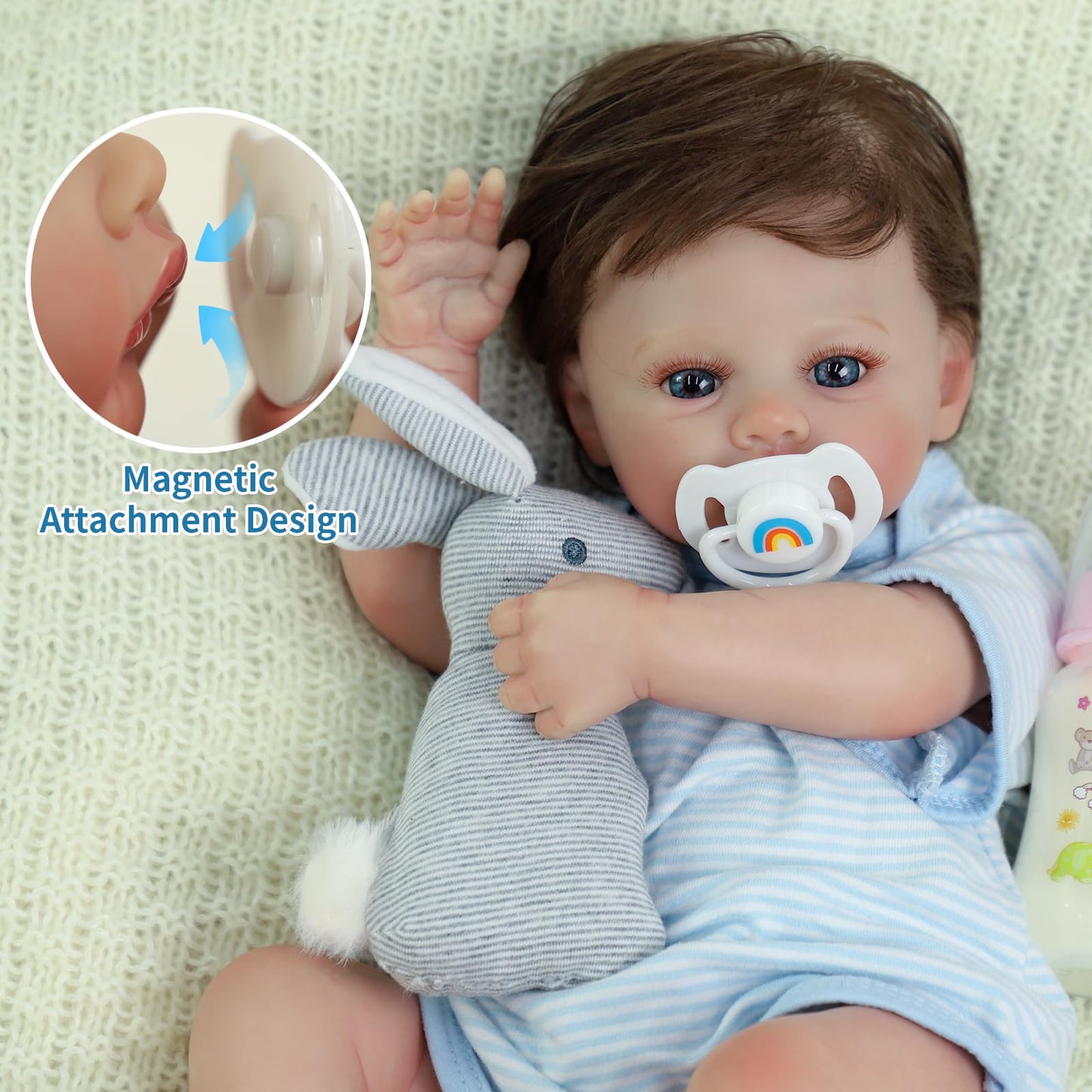 SCOM 18-Inch Reborn Baby Dolls Boy - Realistic Newborn Baby Doll, Lifelike Weighted Soft Body, Adorable Poseable Real Life Doll with Accessories – for Kids Age 3+ & Collectors Gift