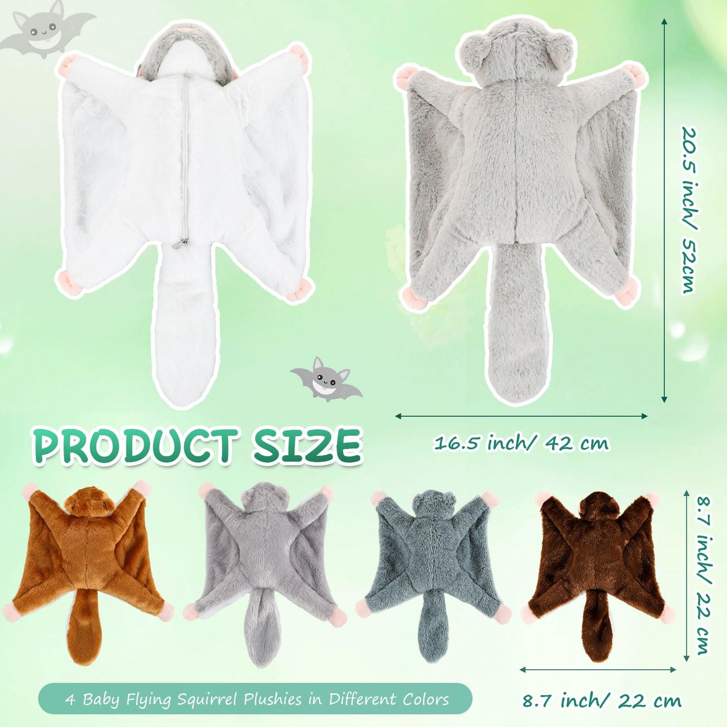 Civaner 5 Pcs Flying Stuffed Squirrel Animals Set 13 Inch Mommy Stuffed Flying Plush Squirrel Toy with 4 Babies Soft Fluffy Plushies Dolls for Christmas Valentines Easter Birthday Gifts