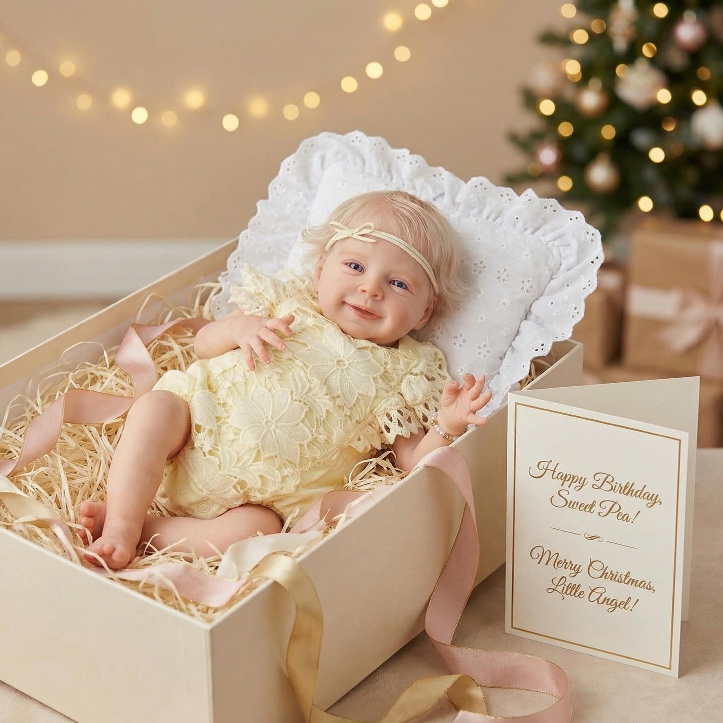 KAWAYII -18Inch Reborn Baby Dolls Realistic Cloth Body Girl Newborn Lifelike Baby Doll Blond Hair Dolls Toy Gifts for Kids Age 3+