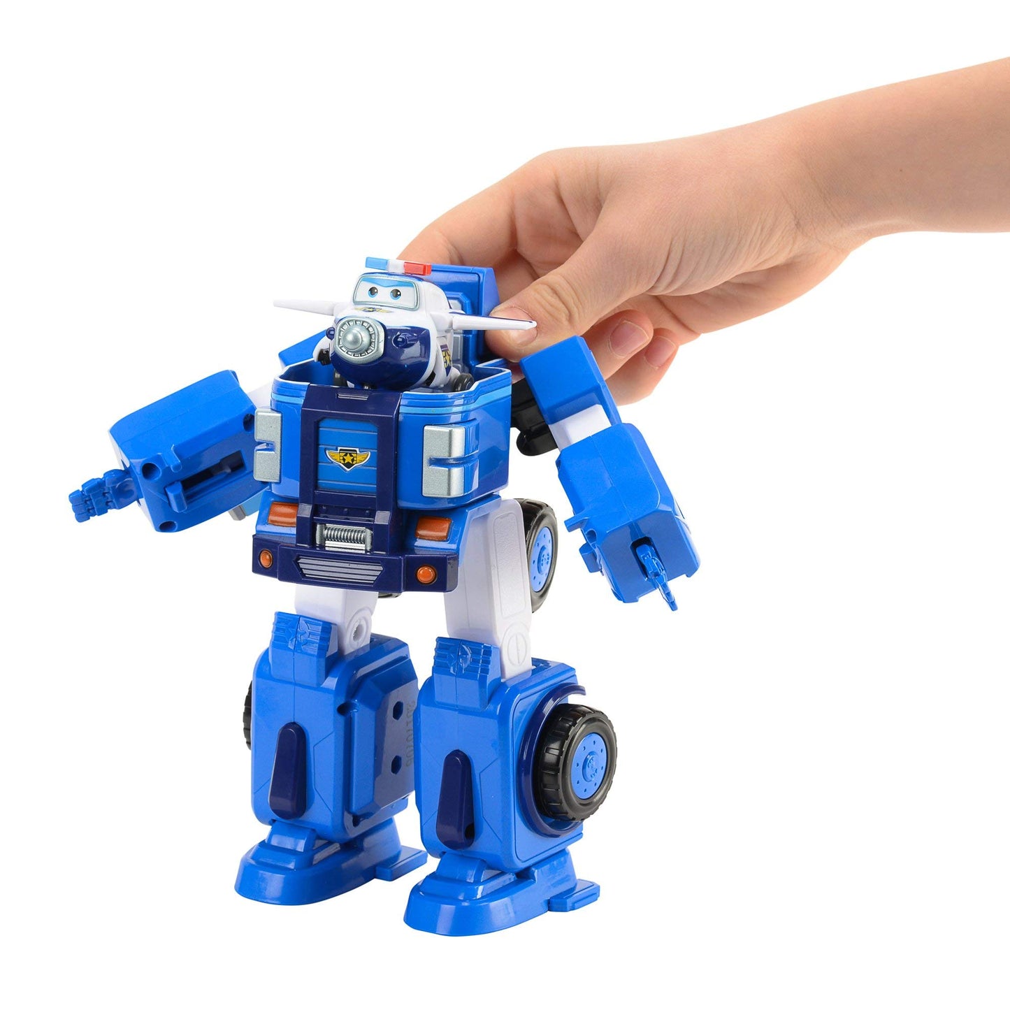 Super Wings 7" Paul's Police Cruiser with 2" Transform-a-Bot Paul Mini Figure, Transforming Airplane Toys Vehicle Set, Fun Preschool Toy Plane for 3 4 5 Year Old Boys and Girls, Birthday Gift