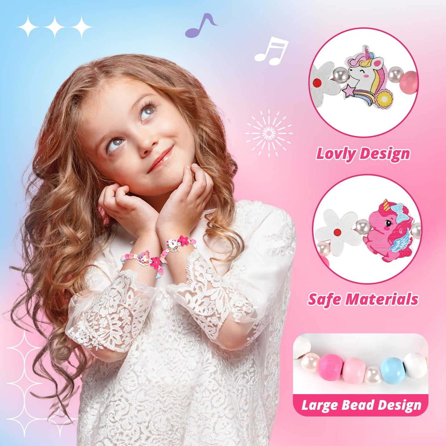 Faburo 16pcs Kids Jewelry for Girls -16 Unicorn Bracelets, Little Girls Jewelry Kids Bracelets for girls, Butterfly & Rainbow & Flower Toddler Jewelry Birthday Christmas Gift Age 3 4 6 8