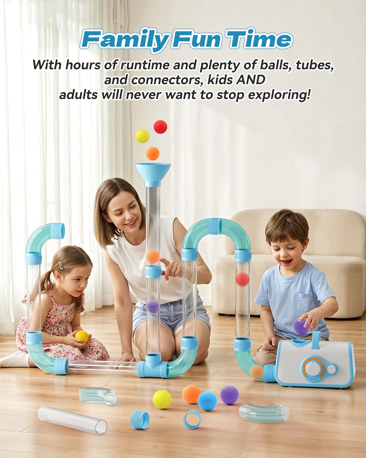 KNMDU Upgraded STEM Toys for Kids Ages 3+, DIY Airflow Building Toys with 20 Foam Balls, Up to 7 Hours Playtime, Learning Toys Gifts for Kids Boys Girls (Upgraded)