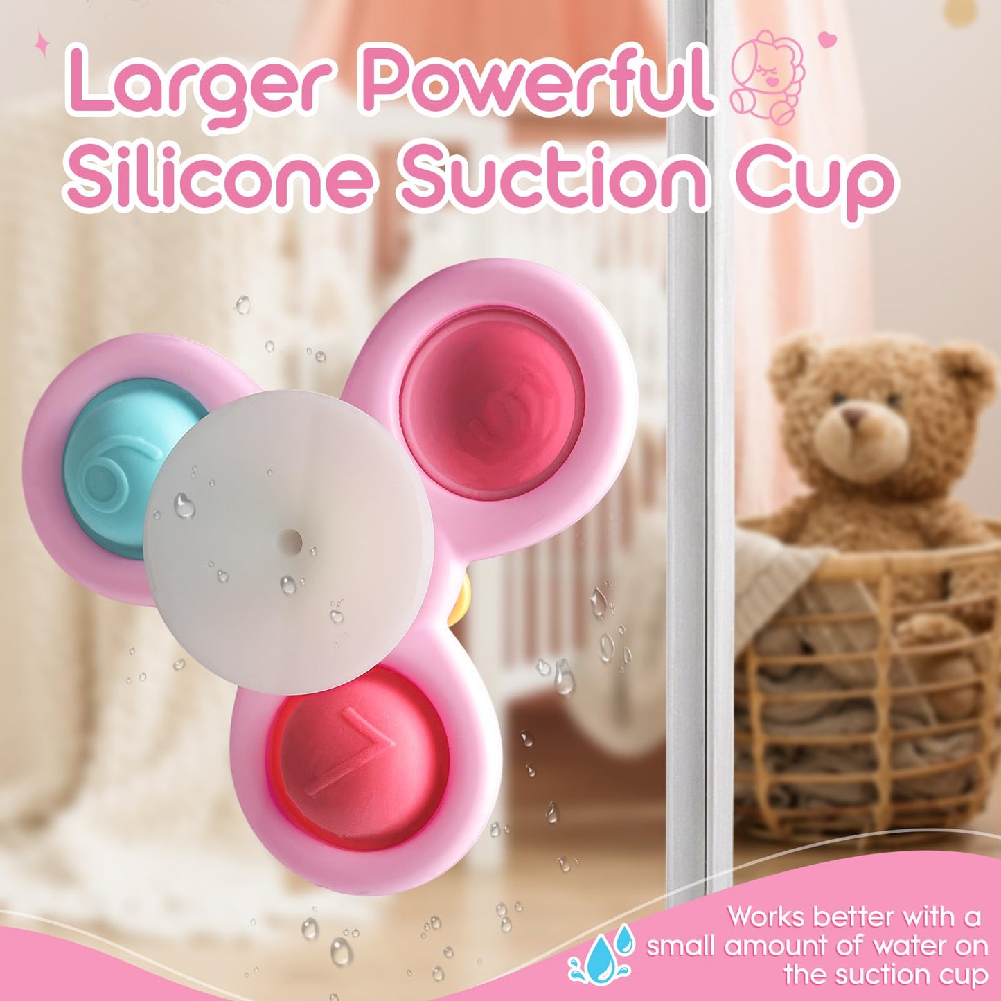 ALASOU 3PCS Pop Suction Cup Spinner Sensory Airplane Travel Toys for 1 Year Old Boy Girl Infant Toddlers|Novelty Spinning Tops 12 18 Months|1 2 Year Old Boy Birthday Gift|Baby Bath Toy Kids Ages 1-3