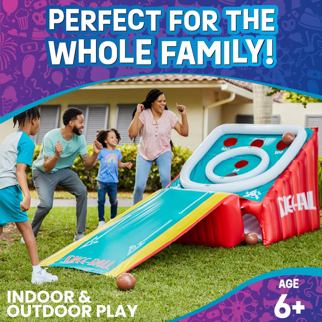 Flybar FunPark Giant Inflatable Skee‑Ball Game – 11 Ft. Long Arcade Toy with 4 Balls and Electric Air Pump for Backyard, Indoor or Outdoor Family Play; Active Game for Kids & Adults, Ages 6+