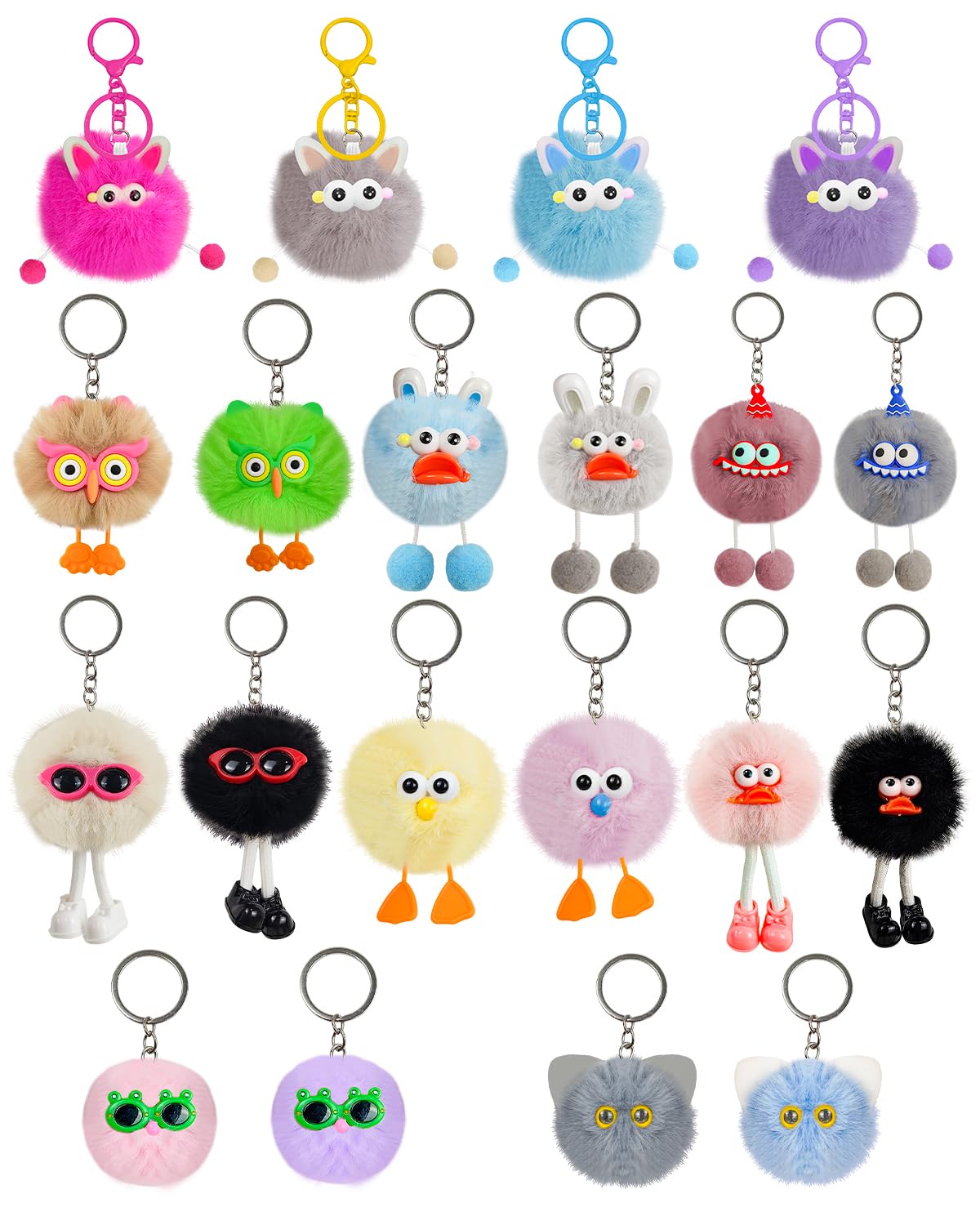 VIEKIER Cute Keychains,20 Pcs Kawaii Birthday Goodie Bags Pinata Keyrings for Classroom Prizes Party Favors for adult