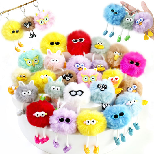 APZ 24 Pcs Cute Kawaii Keychains Plush Keychain Goodie Bags Classroom Prizes Party Favors for Birthday Class Valentines Day Gifts