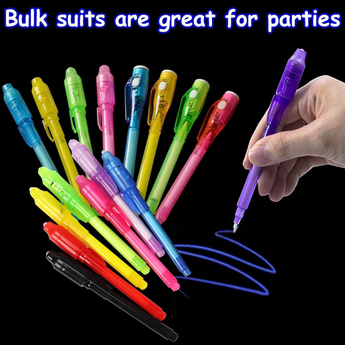 iGeeKid 24 Pack 2 Style Invisible Ink Pen with UV Black Light Secret Spy Pens for Secret Messages, Magic Disappearing Ink Markers School Supplies Kids Party Favors Boy Girl Exchang Patriotic