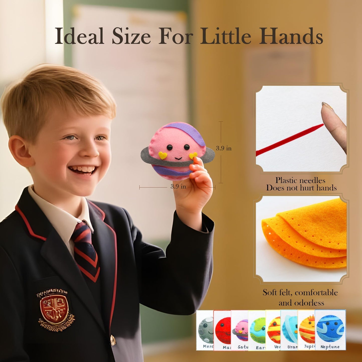 IROLEHOME Solar System Sewing Kit for Kids Ages 8-12, Felt Planet Arts and Craft Kit for Beginners, Learn to Sew Your First Sewing Kit