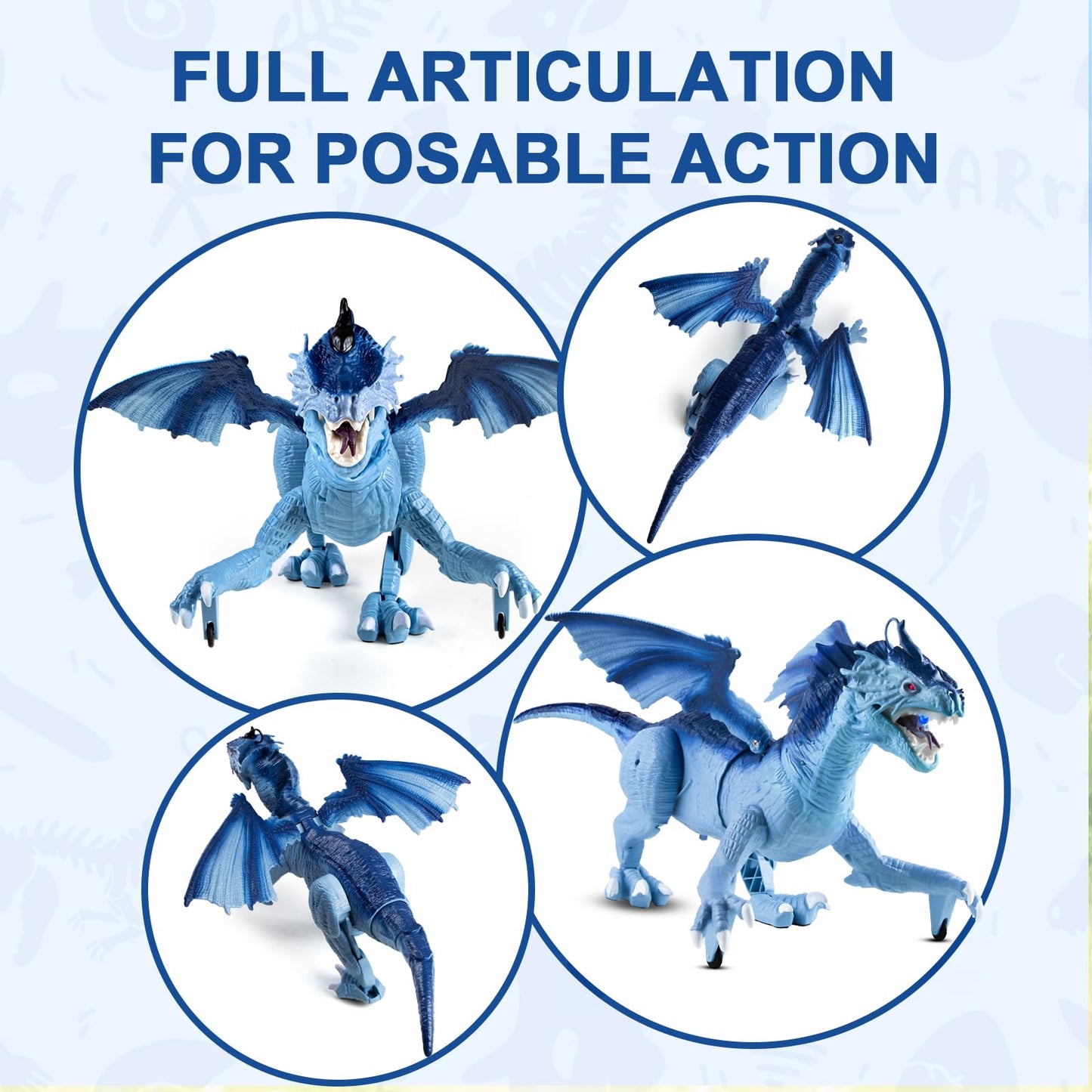 Covsen Remote Control Dragon Toy for Kids – RC Large Dragon Figure with Flapping Wings, Roaring Sound, Mist-Spraying, LED Light-Up Eyes – Birthday for Boys, Girls Ages 3+