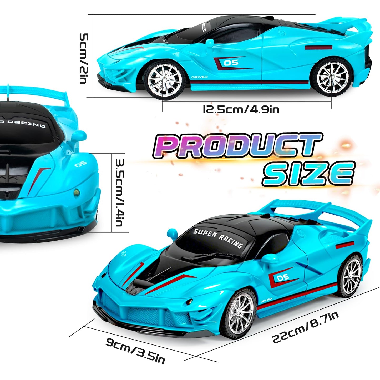 Bloolilies 2 Pack Remote Control Car for Girls 3-5, 1:18 Scale Hobby Rc Cars Toys for Kids Age 3 4 5 6 7 8-12 Year Old- Model Sports Racing Car with Headlights Birthday Gift for Kids, Pink & Blue