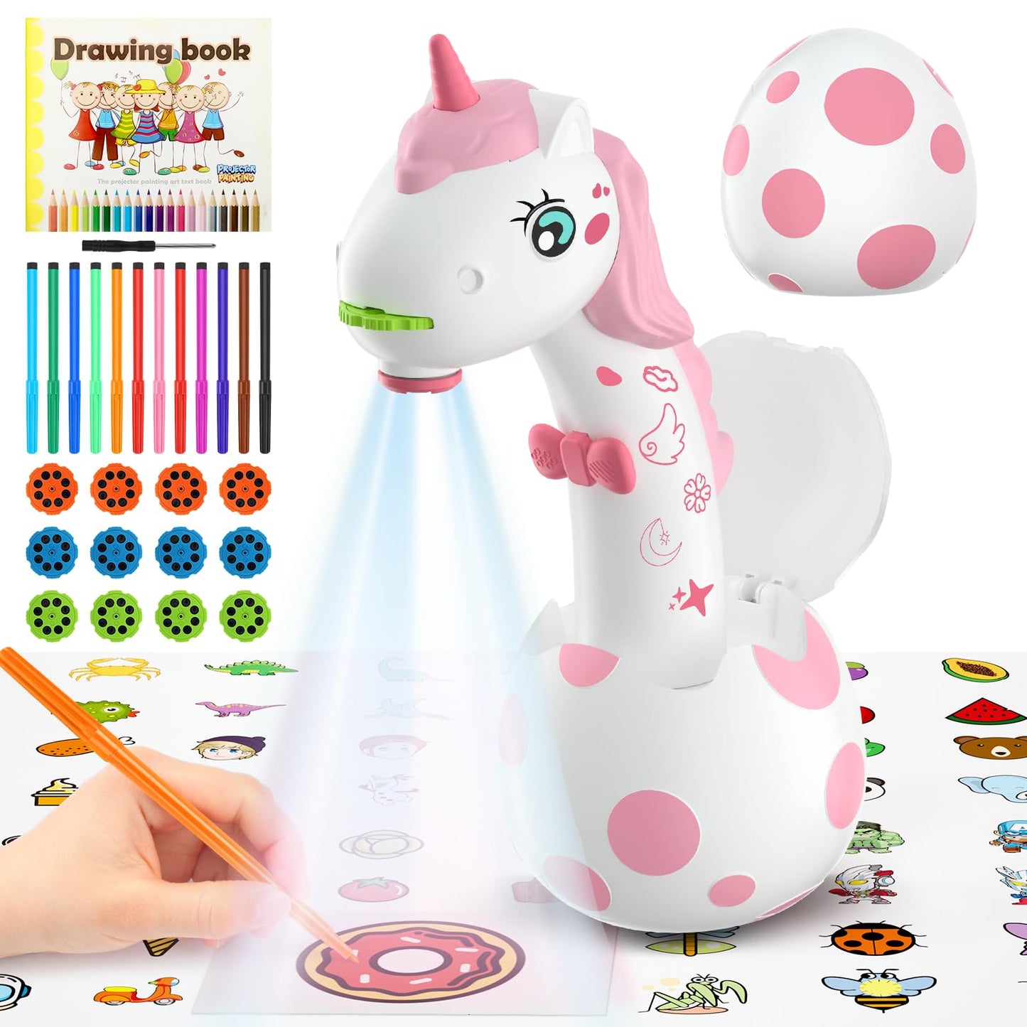 KETIEE Unicorn Drawing Projector Toys for Ages 5-7: Smart Art Sketcher Tracing and Drawing Projector for Kids with 96 Stencils, Spring for Girls Boys Ages 3+