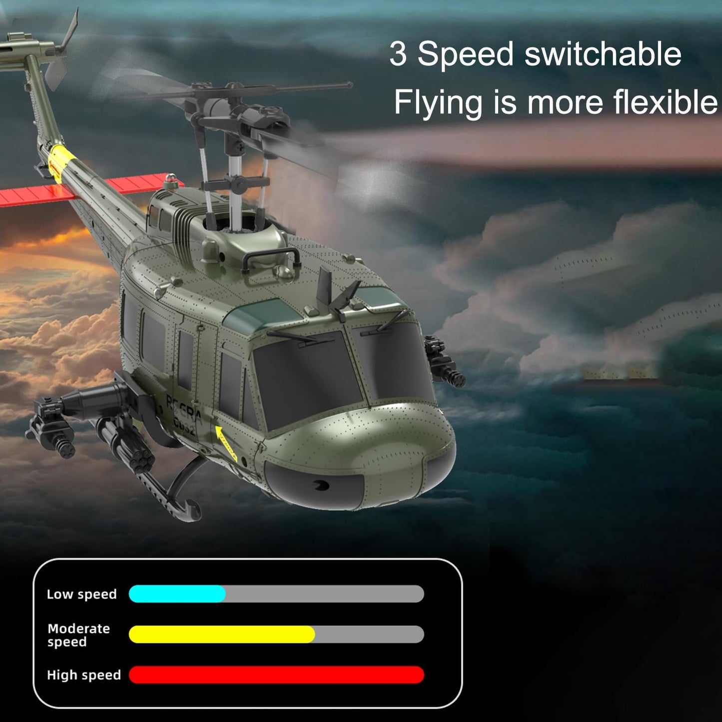 Ssccgym 315MM UH-1 Remote Control Helicopter Aircraft for Adults Expert 6CH C032 RC Heli Maintain Altitude Brushless Motor/Optical Flow Positioning/Fly Upside Down 3D Rolling (RTF 2Battery)