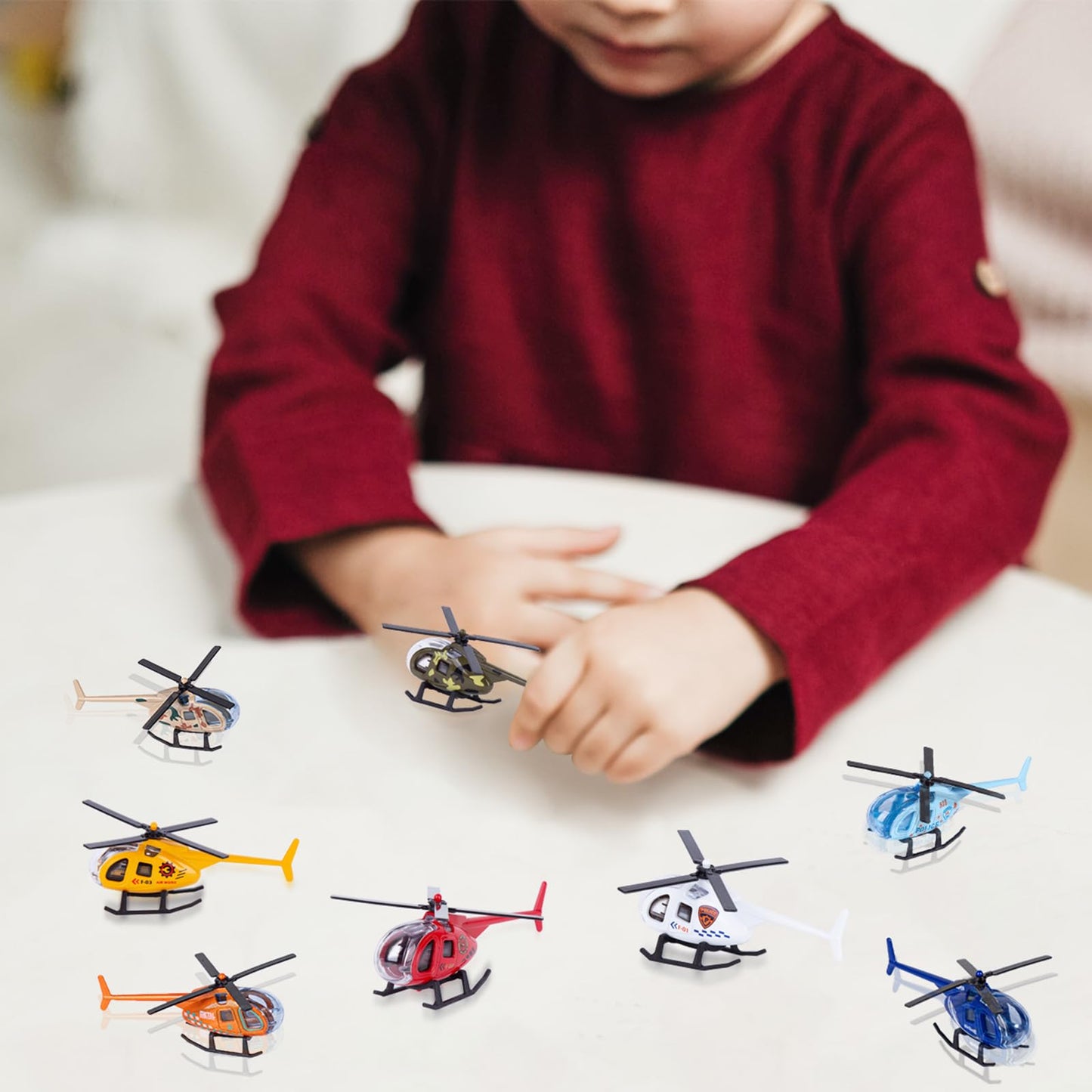 Alloy Mini Helicopters Model Toy - Police, Fire, Engineering Work, Military Helicopter - Diecast Helicopters with Spinning Propellers, Birthday Party Favors for Kids (8)