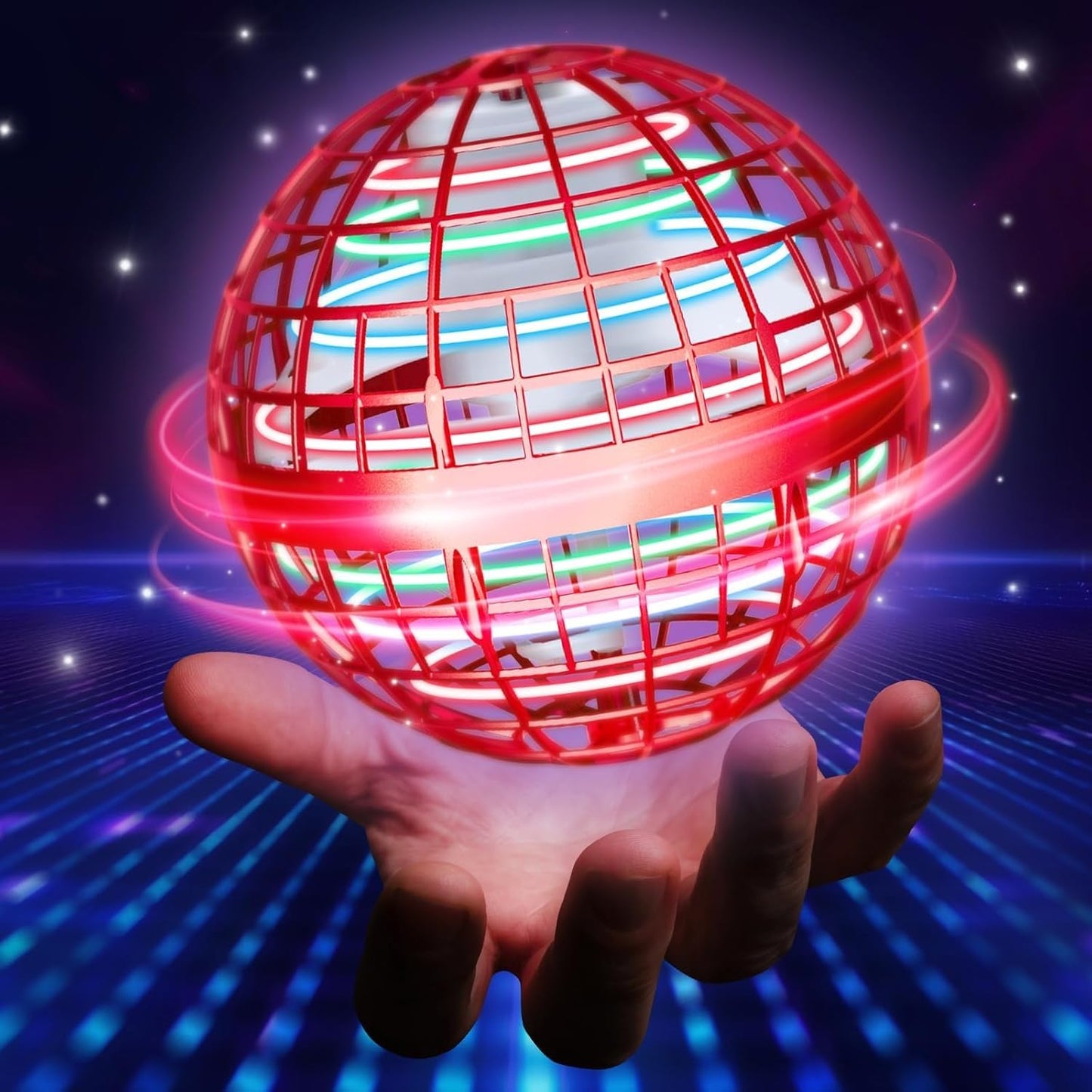 UROINT 2026 Flying Orb Ball for Kids, Magical Hover Cosmic Space Boomerang Rotating Floating Mini Hand Drone Stocking Stuffer Xmas Toys for Girls Boys Teen Age 6 7 8 9+ Red