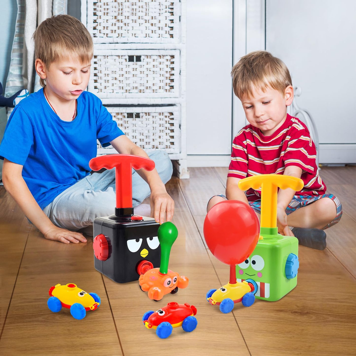 BAKAM Toddler Toys 3-4 for Boys Girls, Balloon Launcher & Powered Car Set, Fun Toddlers STEM Toy Balloon Pump Cars Racer Kit for Kids 3-5 (Frog)