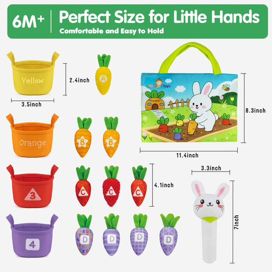Montessori Toys for 1 Year Old, My First Carrot Garden Baby Toy with Color Sorting, Crinkle & Rattle, Fine Motor Skills, Educational Sensory Toys for 1 2 3 Year Old Boy Girl Gifts Birthday