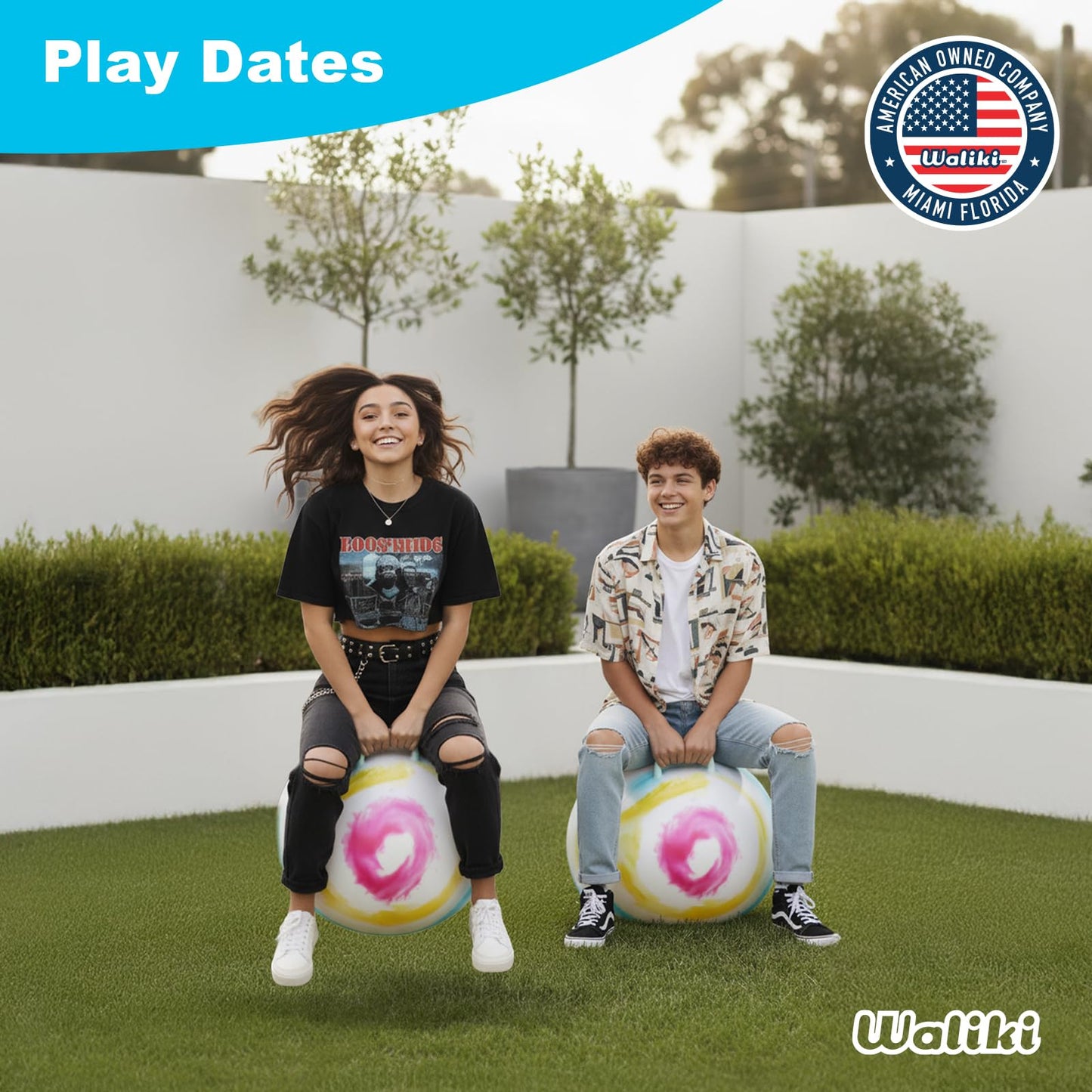 WALIKI Hopper Ball for Teens | 22-Inch Jumping Sit and Bounce Ball | Hop Ball for Outdoor Fun & Tie Dye