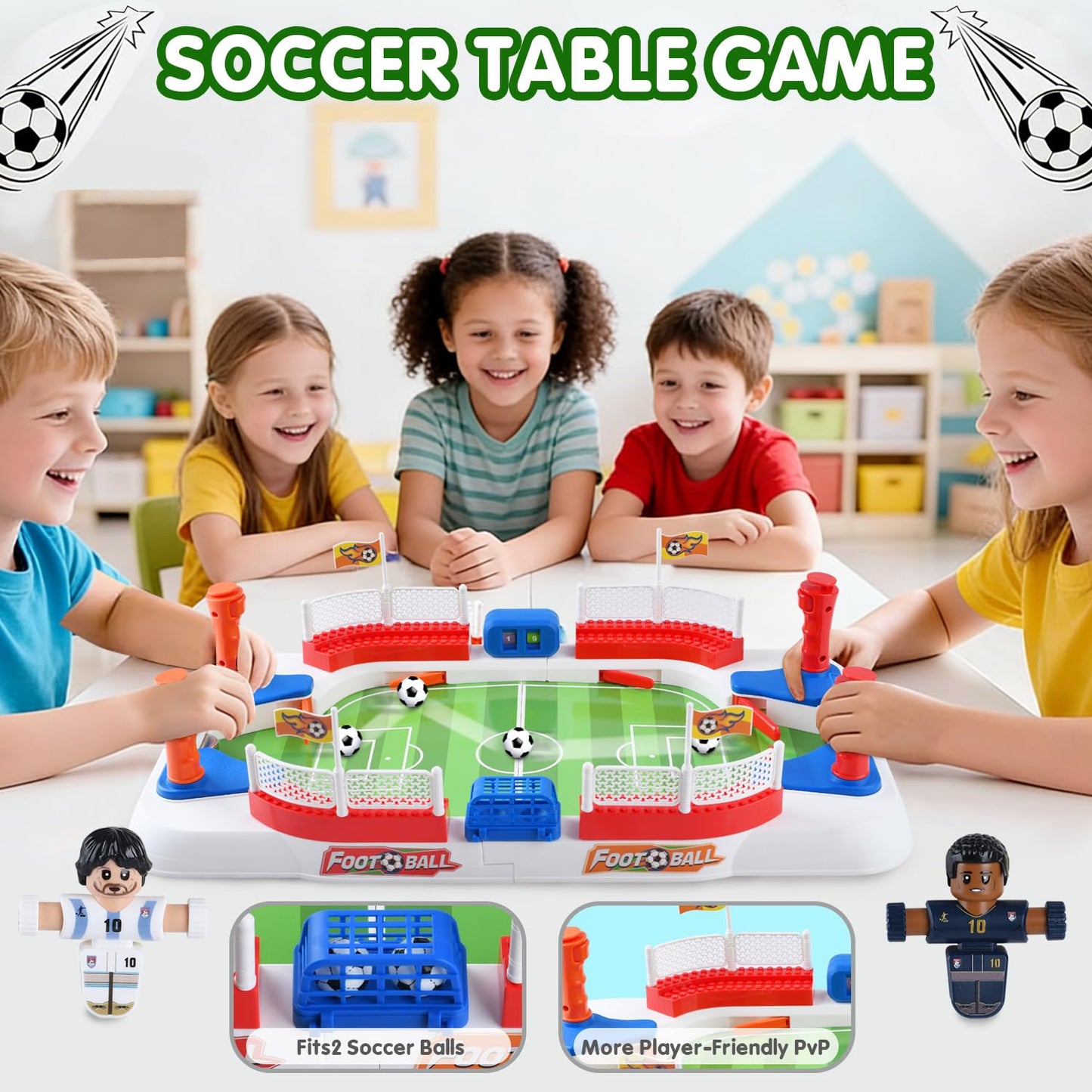 WeeHomm 2-in-1 Play Soccer Board Game for Kids, Foosball Figures PK, Foosball Table for Kids 8-12, Soccer Toys for Boys, Tabletop Football Game, Birthday Gifts for 4-10 Years Old