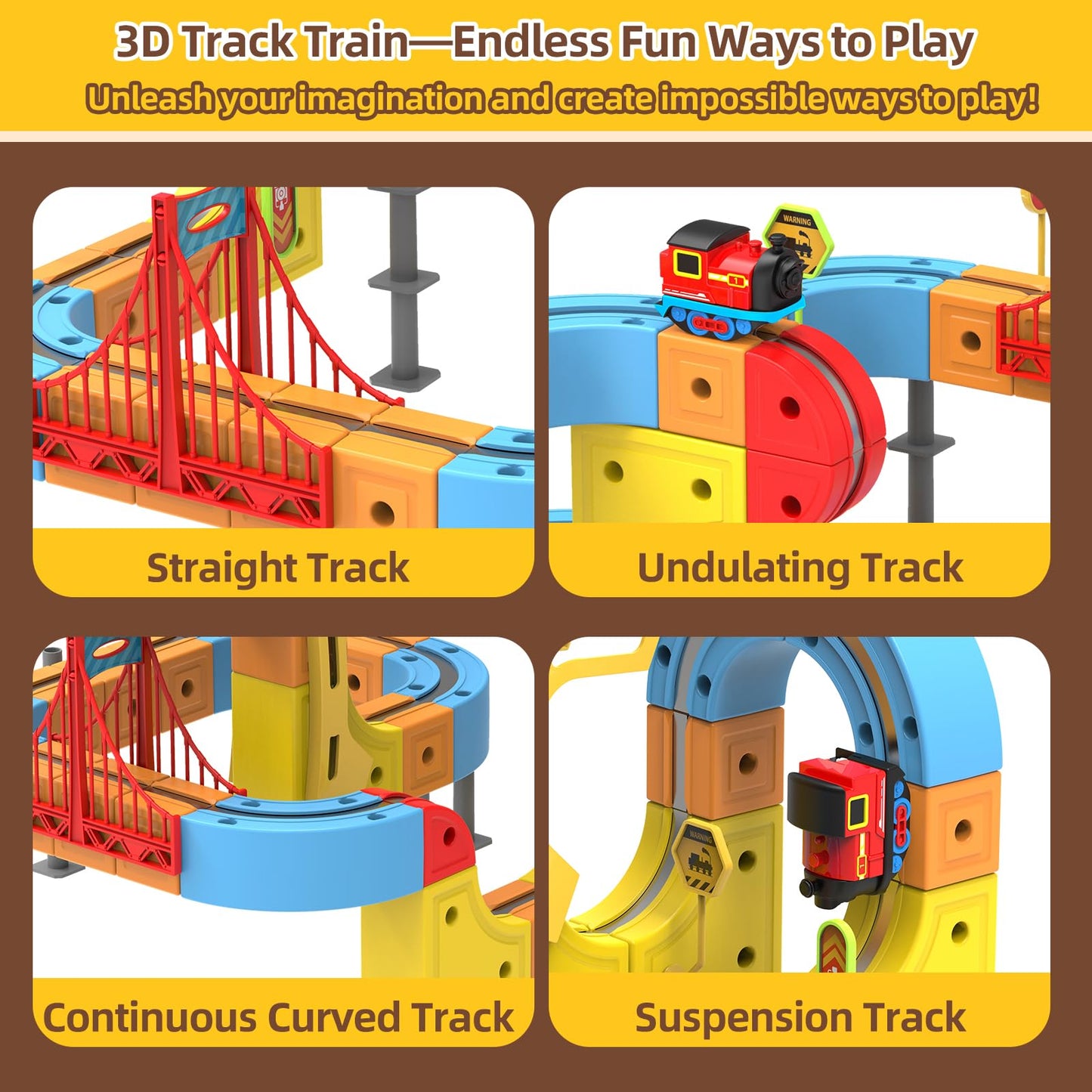 Electric Train Set 3D Track for Kids 3-8 Years Old, 88 Pcs Building Toy Train Track 3D Anti-Gravity Flexible Race Tracks,Motorized Train with Gravity-Defying 360°,Gravity, Educational Toy Birthday