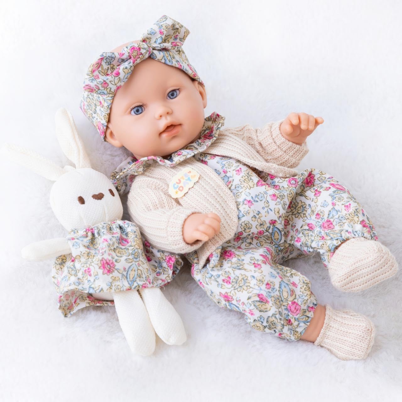 Camonity Reborn Baby Dolls, 12inch Realistic Cute Dolls with Clothes and Accessories Washable Removable Birthday Gift Toy for Age 2+ (Light Brown)