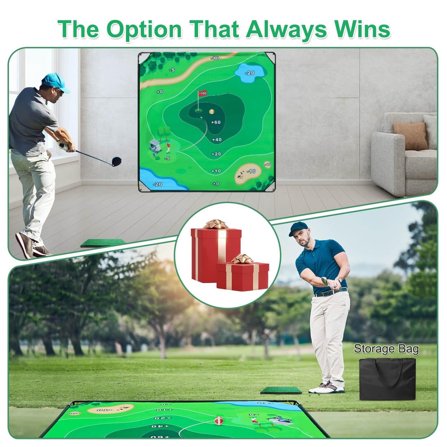 KEMLDIVS Golf Chipping Game Set, 71"x71" Golf Game for Battle Outdoor, Chipping Pong for Backyard with Sticky Balls & Storage Bag