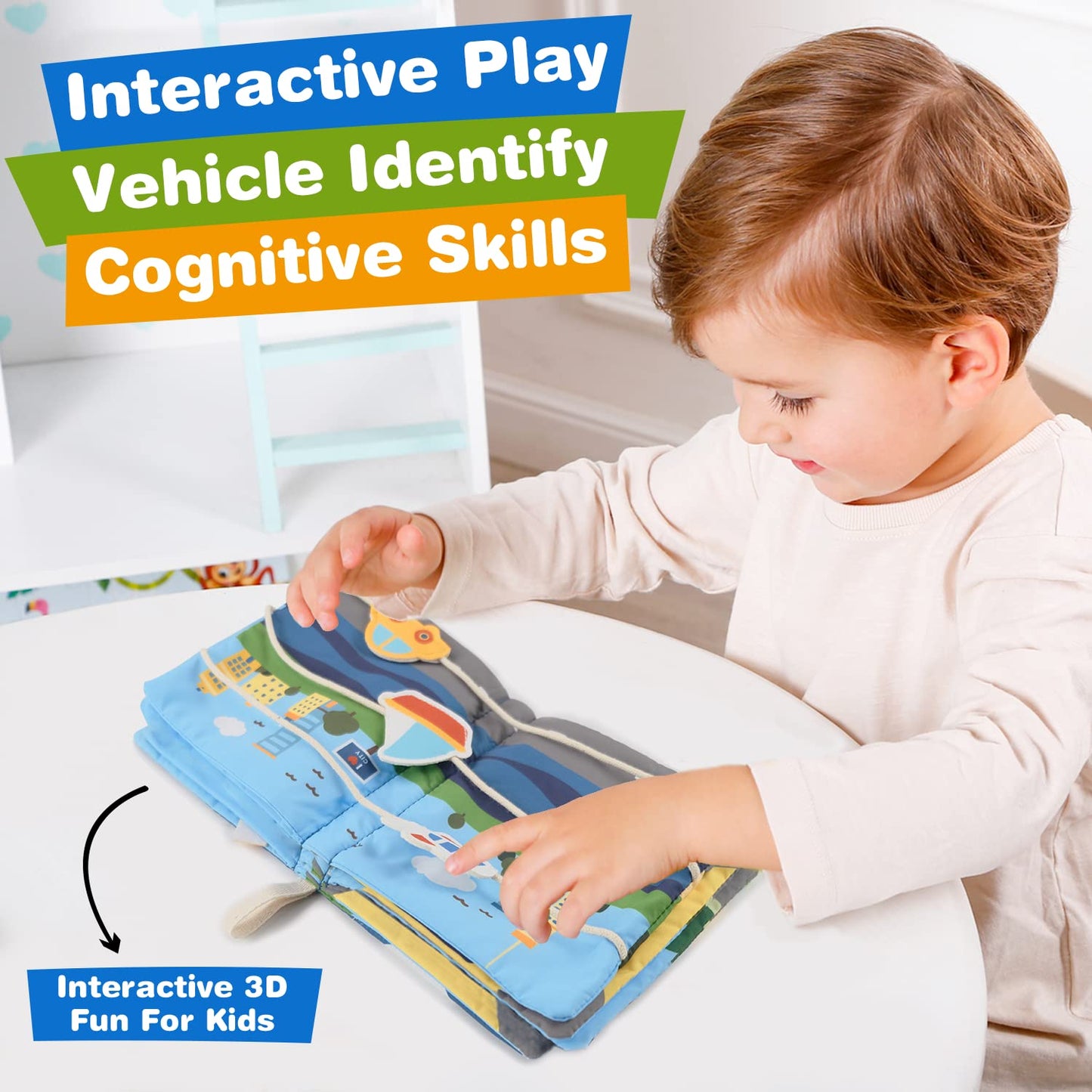 Richgv Baby Books Toys 6-12 Months, Sensory Activity Book Learning Toys Soft Cloth Baby Books Touch and Feel Crinkle Book Infant Stroller Toys