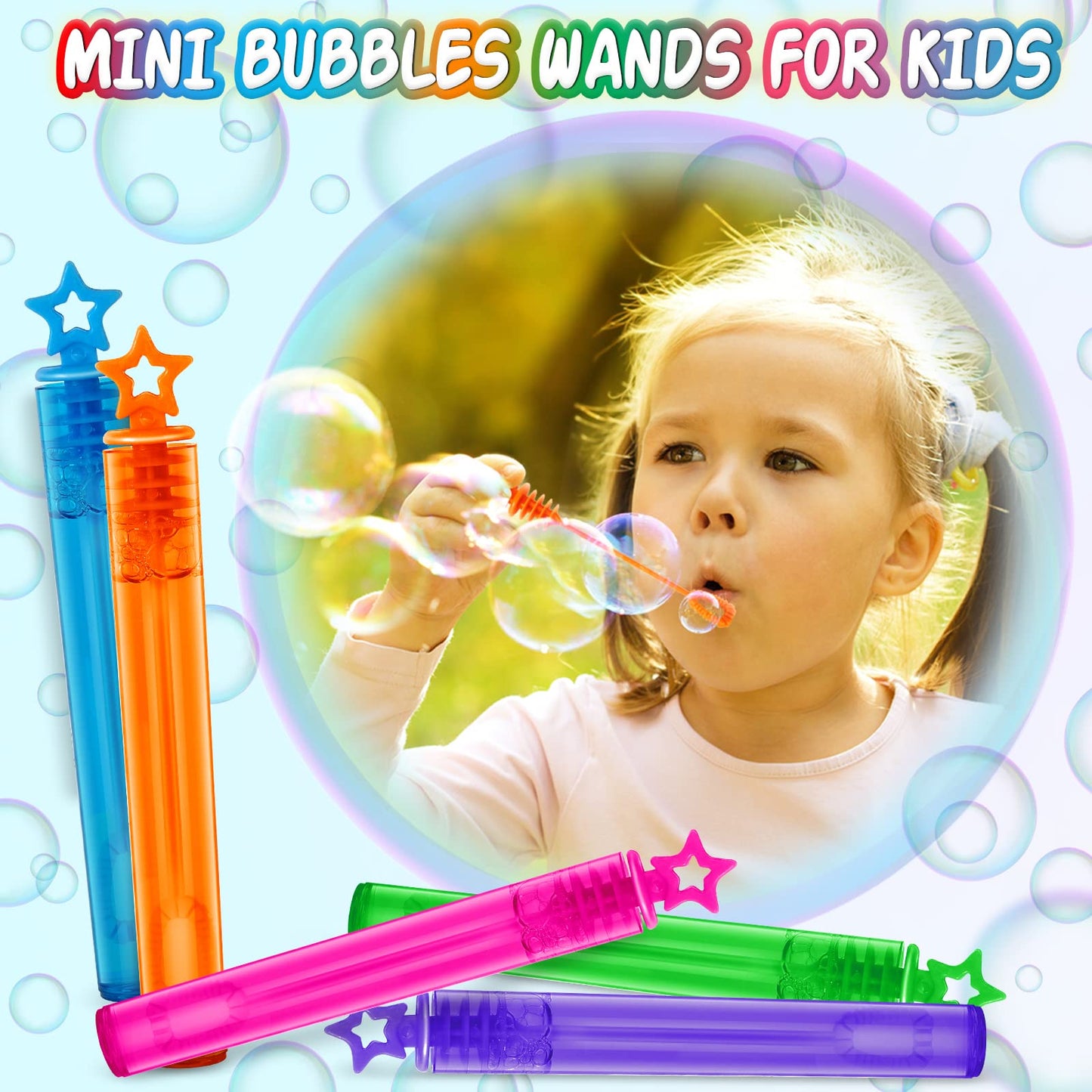 240 Pcs Mini Bubble Wands in 10 Colors, Bulk Party Favors for Kids, Themed Birthday, Christmas, New Year, Valentine, Carnival, School Classroom Prizes for Boys & Girls, Ideal Goodies Bags Stuffers