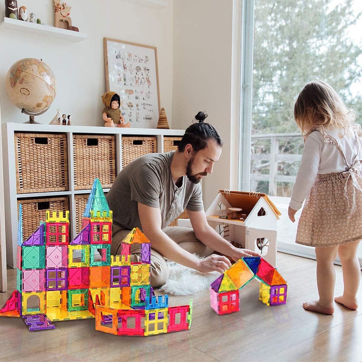 Landtaix 100pcs Magnetic Tiles Magnetic Building Blocks for Toddlers 3 4 5 6 7 Year Old Boys Girls Educational Magnet Blocks Christmas Birthday Gift Toys for Kids Ages 4-8 Sensory Toys 1-3