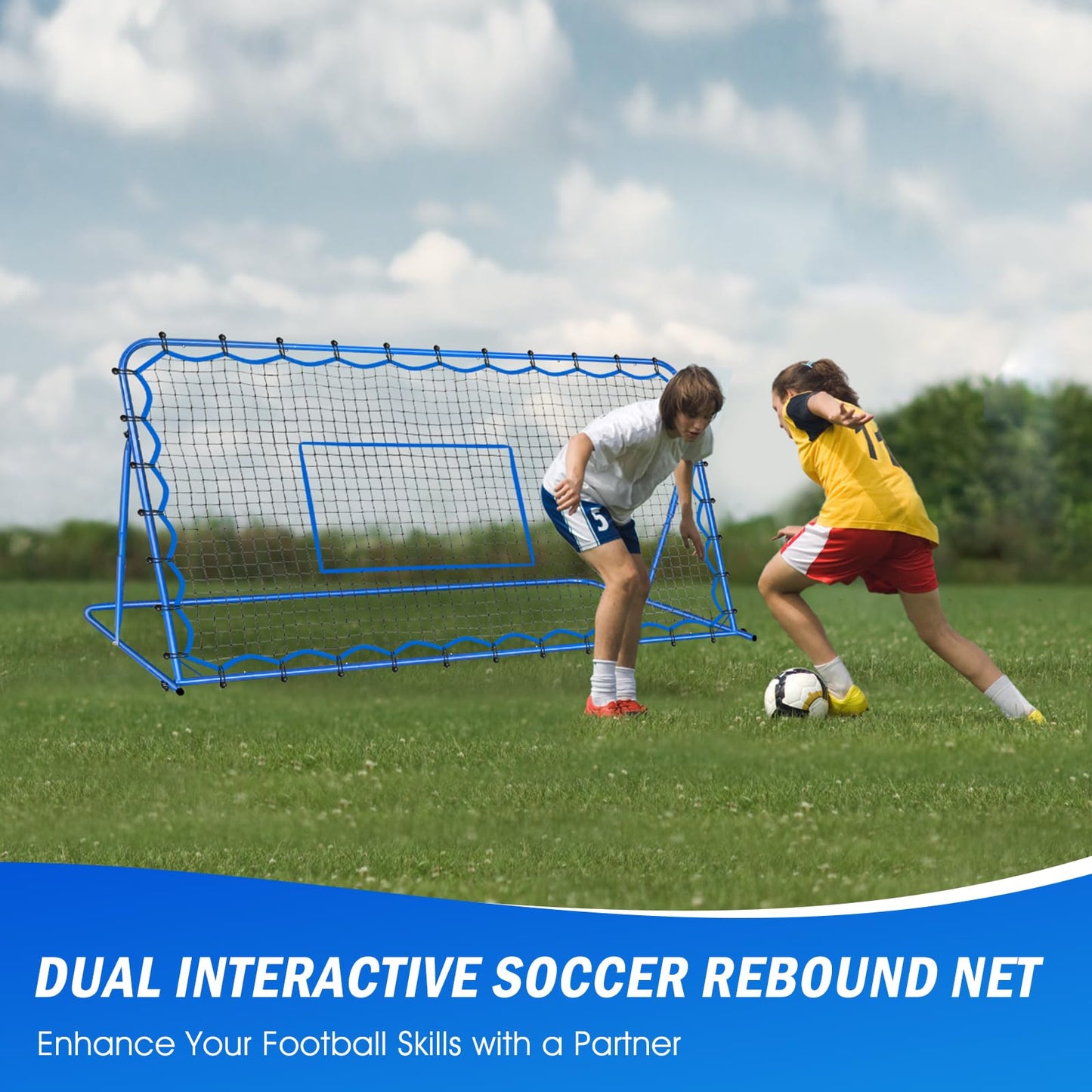 7x4FT Soccer Baseball Rebounder Net, Quick-Switch Angle Softball Pitch Back Net Volleyball Soccer Training for Control, Passing Practice, Bounce Back Rebounder Gifts & Equipment for Kids,Teens & Adult