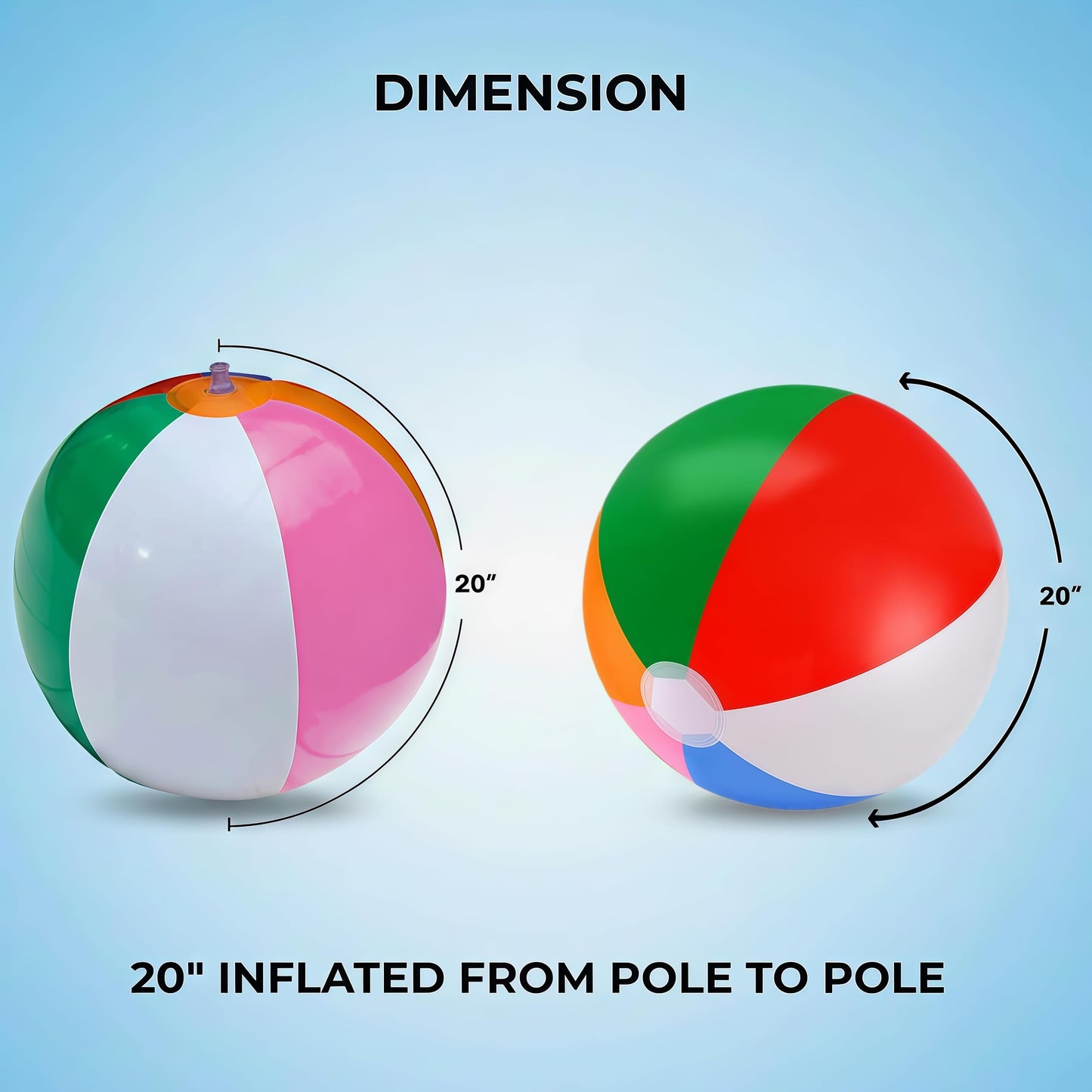 YURTKUMAS 10 Pack 20" Beach Balls - Large Rainbow Beach Ball Inflatable Pool Toys for Party Supplies Decorations, Adults Kids Birthday Luau Summer Beach Water Games Beachball Party Favors