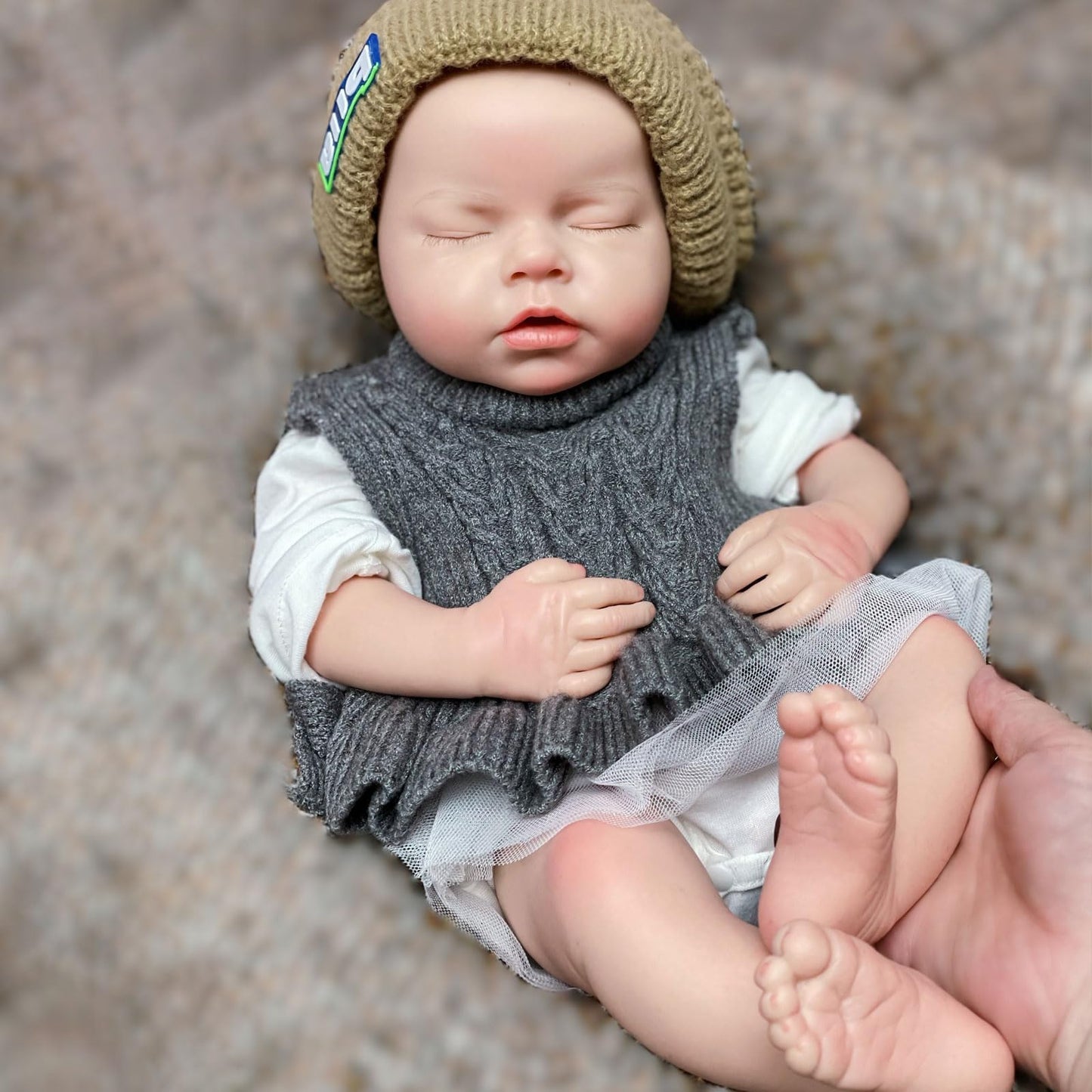 Gileutay 20 inch Full Body Silicone Baby Doll Girl Realistic Sleeping Reborn Newborn Babies that Can Open Mouth Handmade Toy