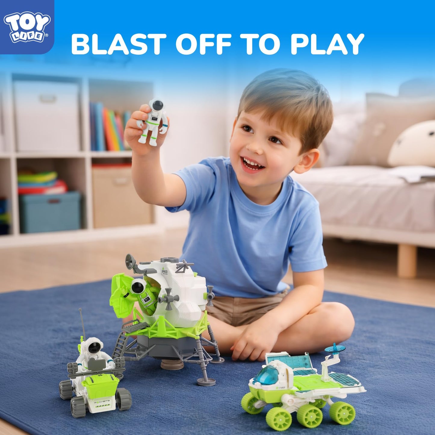 TOY Life Lunar Space Toy for Kids 3-5, Rocket Ship Toy with Astronaut Toys, Space Adventure Rocket Set, Spaceship Toys for Kids, Rocketship Toys for Boys and Girls 5-8, Space Toys