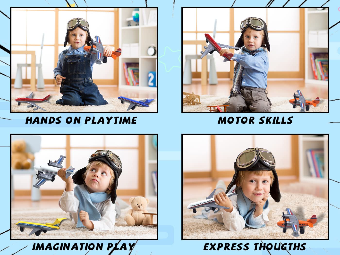 Crelloci Toy Airplane 6 Pack Mini Diecast Aircraft, Playset Includes Glider and Airlines Planes for Birthday Party Favor Toys for Kids Boys and Girls
