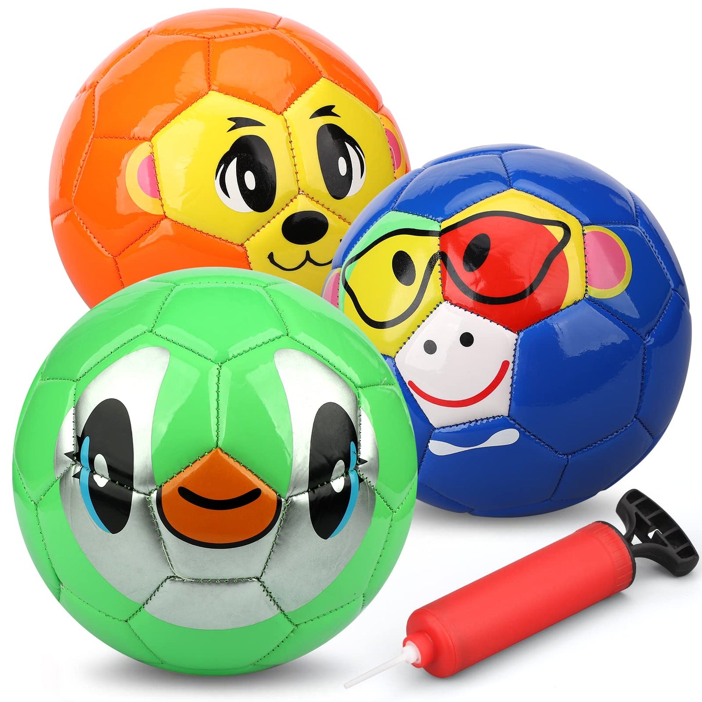 Dilabnba Mini Soccer Balls for Kids Toddlers 6-12 Months, 6'' Bouncy Soccer Footballs Sport Gear, Cute Little Animal Face Balls, Cool Soft Ball Gift for Girls Boys 2 3 4 5 6 7(3 PCS)