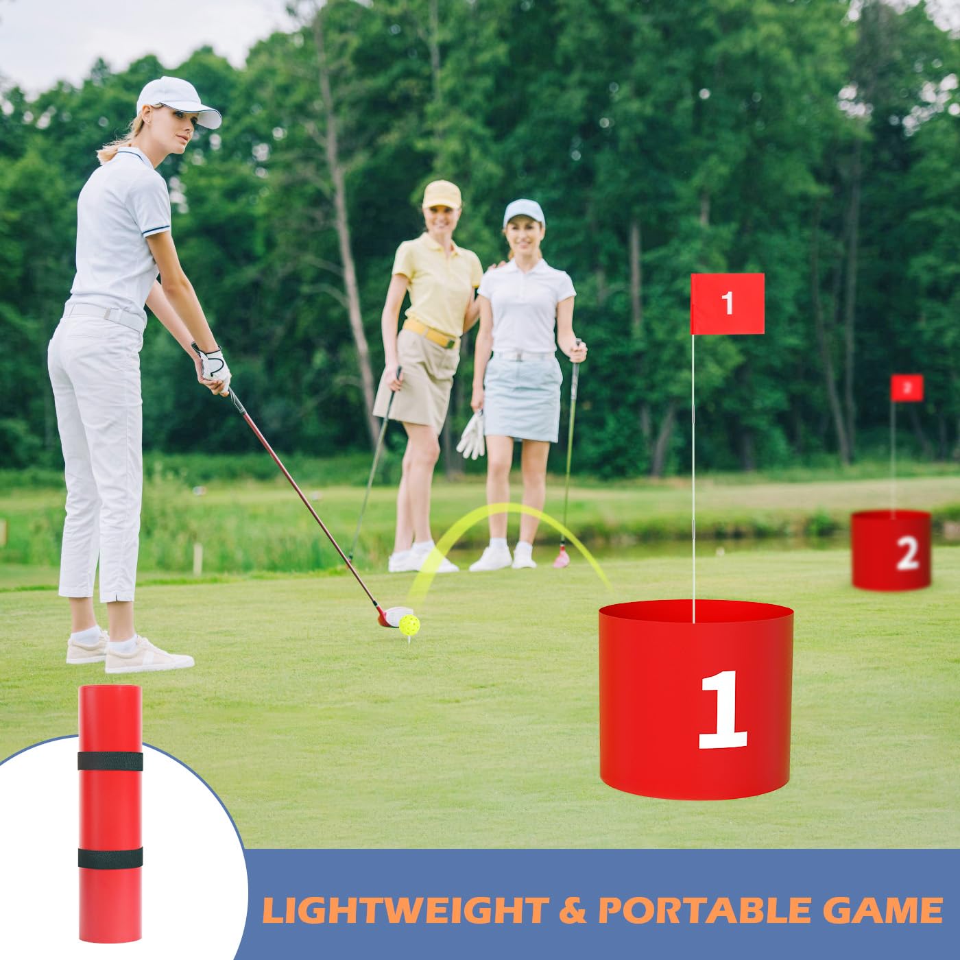 FOOING Golf Game LED with 2 Clubs, 9 Hole Practice Golf Backyard Game Set for Adults and Family Outdoor Indoor, Plastic Battle Yard Game with Balls and Flag for Lawn, Beach, Camping and Park