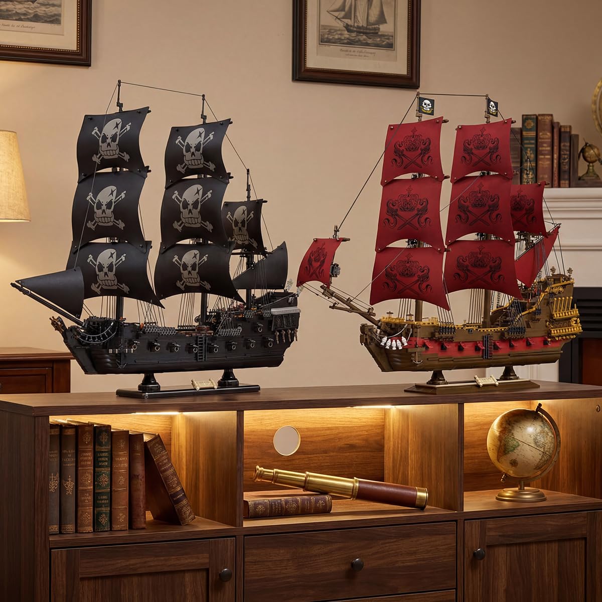 Miabrixbrix Queen Anne's Revenge Pirate Ship Model Kit Length 90cm, Pirates Building Boat Set for Adults & Collections Enthusiasts, Display Ship with Detachable Decks 4400+PCS