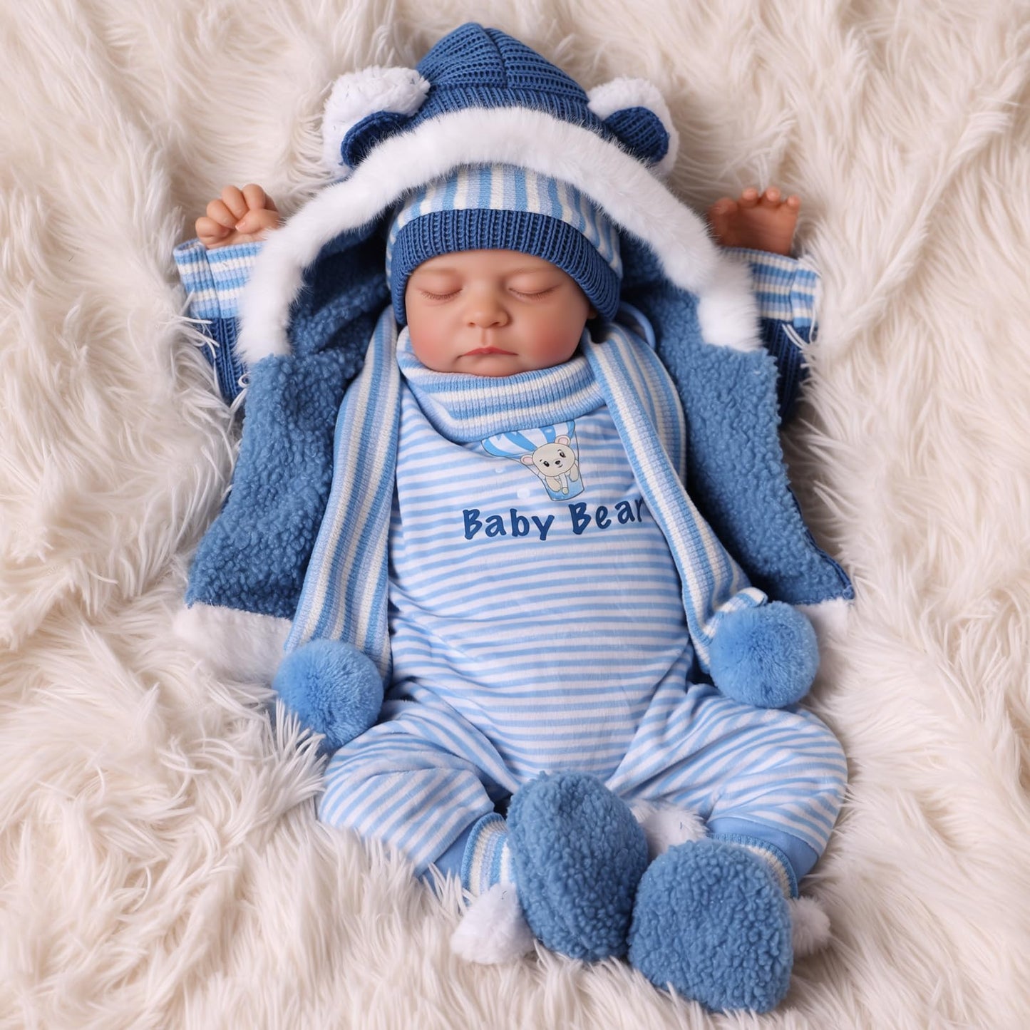 BABESIDE Lifelike Reborn Baby Dolls Boy, 20 Inch Realistic Real Life Baby Poseable Newborn Doll Boy Soft Vinyl and Cloth Body Baby Dolls with Clothes and Toy Gift for Kids Age 3+