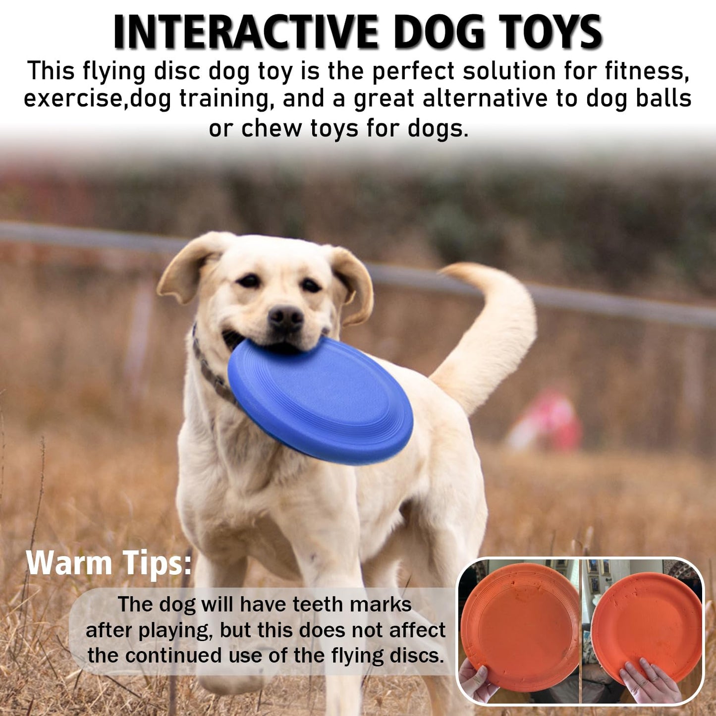 XIGOU Dog Flying Disc (2 Pack) - Durable Rubber Flying Disc Dog Toy - 9.25" Indestructible Rubber Dog Fetch Toy - Puncture Resistant & Bite Resistant Extremely - for Medium Large Dogs
