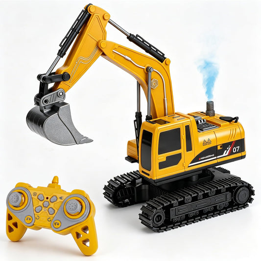 VGY Remote Control Excavator Toys for Boys,2.4GHz RC Excavator with Mute Function,Construction Toys for Kids Age 3-5 4-7 8-12 Year Old Birthday Gift