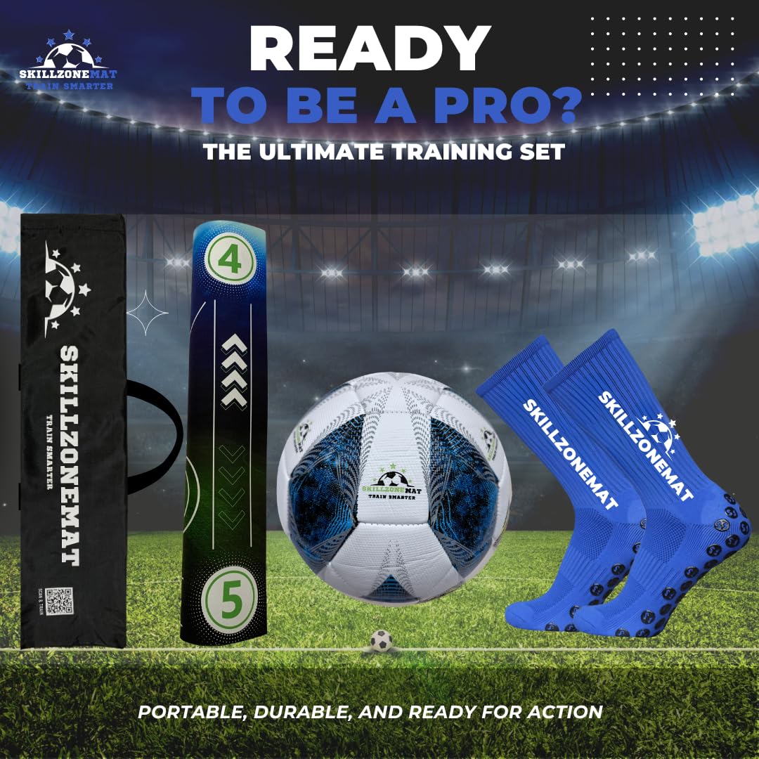 SkillZone Soccer Training Mat – Soccer Dribbling & Footwork Trainer with SkillZone Interactive Training Hub | Soccer Skills & Ball Control Practice for Kids & Teens | Indoor & Outdoor Agility & Coordination Training System (Galaxy Dribble - Match Kit)