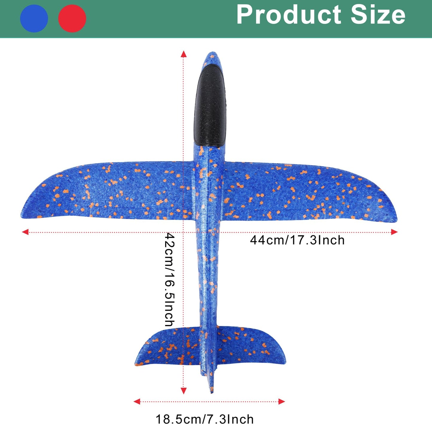 IJRPLM 2 Pack Airplane Toys, 17.5" Large Throwing Foam Plane, 2 Flight Mode Glider Plane, Foam Airplanes for Kids, Outdoor Sport Toys Birthday Party Favors, Gifts for 3-7 Year Olds Boy