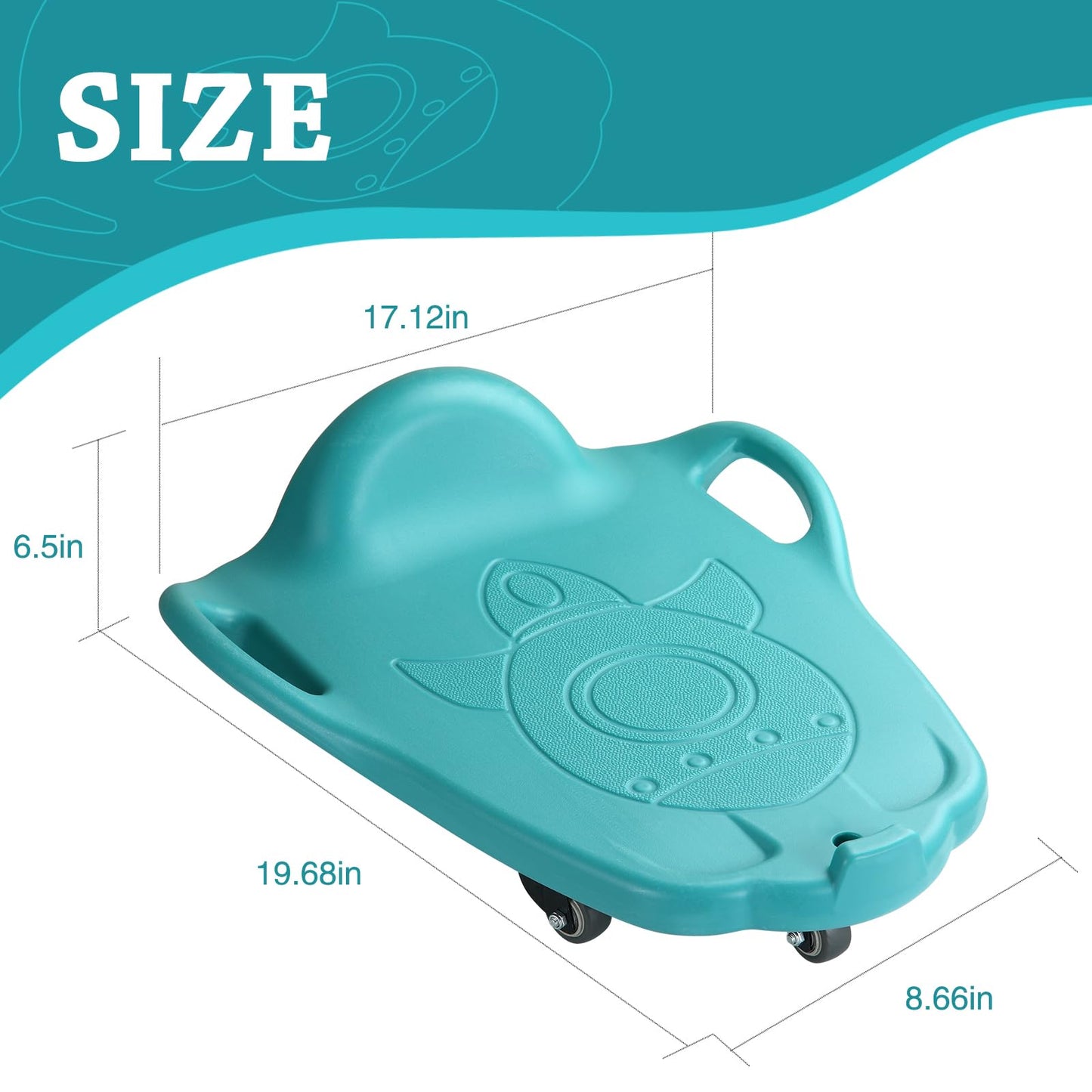 Large Scooter Board for Kids,Plastic Floor Scooter Board with Handles, Buckle and 1 Rope, Gym Scooters for Indoor Outdoor Sports,Sensory Training, Green