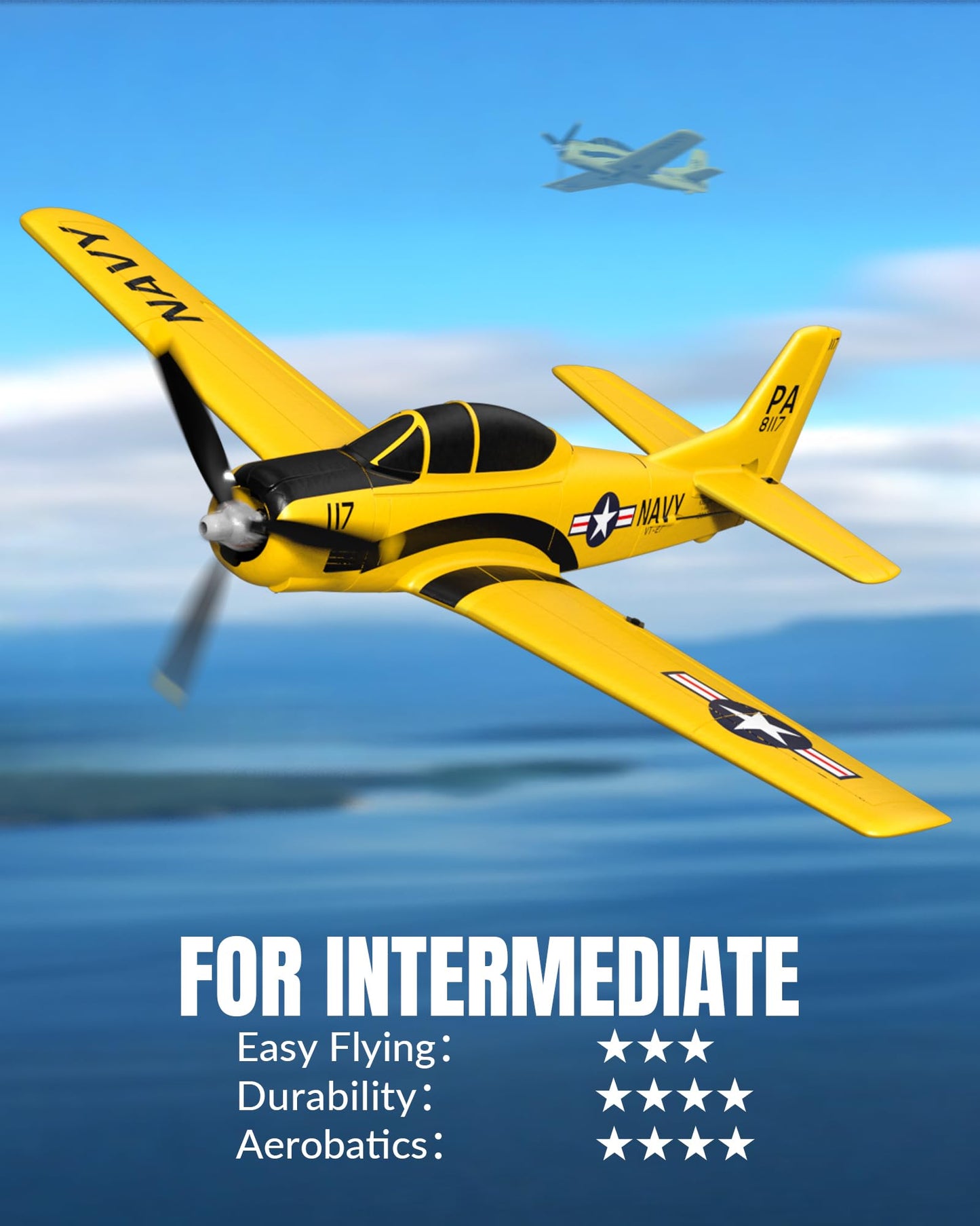 volantexrc RC Plane for Beginners, 4CH WWII RC Airplane T28 Trojan with Aileron, 2.4Ghz Remote Control Plane with Xpilot Self Righting&One Key Aerobatic for Adults (761-9 RTF Yellow)