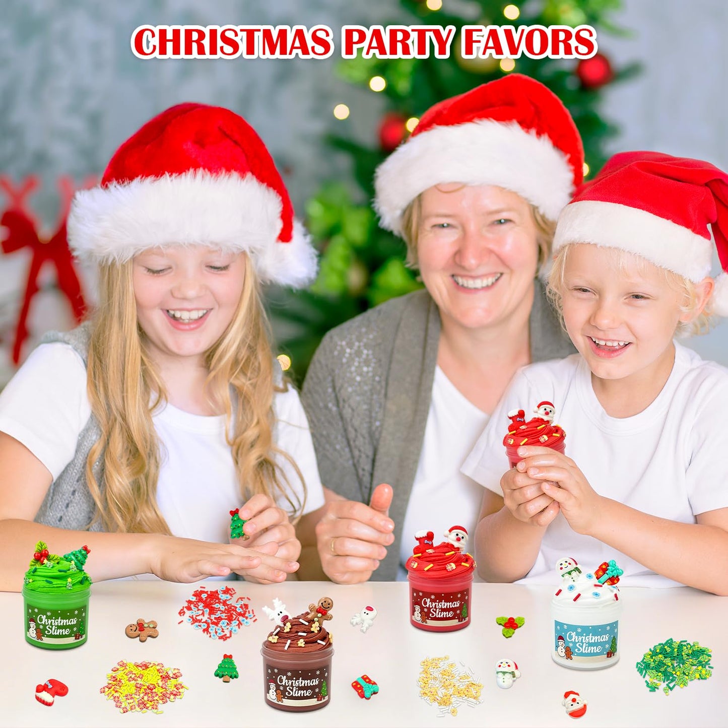 Christmas Slime Stocking Stuffers for Kids 4 Pack, Funny Xmas Toys Gifts Party Favors Supplies for Toddler Boys Girls, Holiday Classroom Game Prizes Basket Goodie Treat Bag Fillers Stuff for Teens